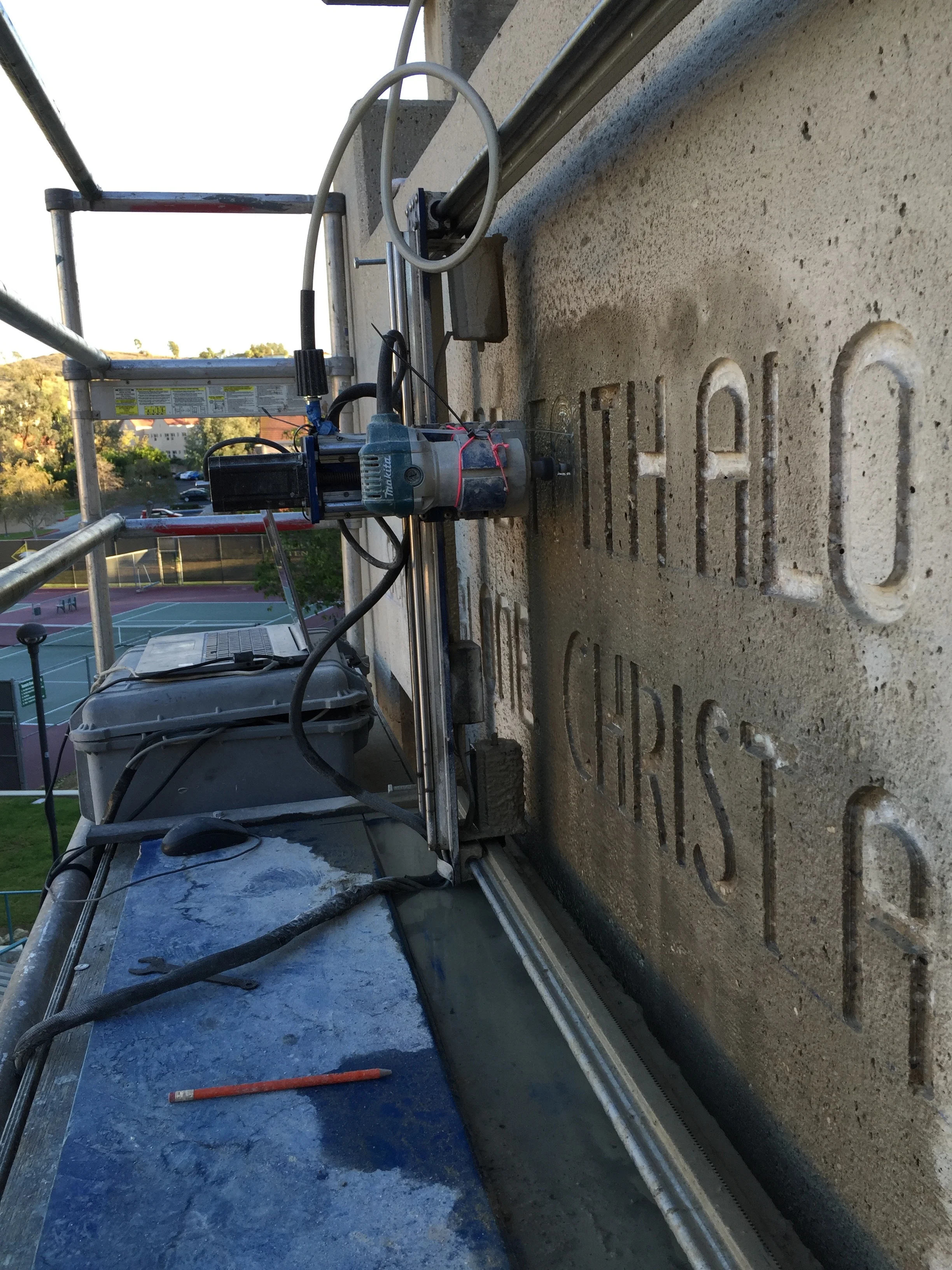 Worlds first vertical engraving at Concordia University.