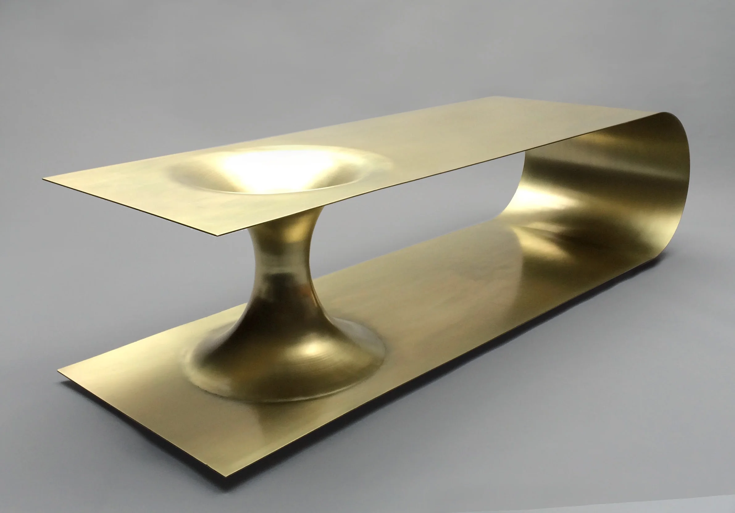 Brass plated steel Brushed finish 60” L x 20” D x 15.5” H