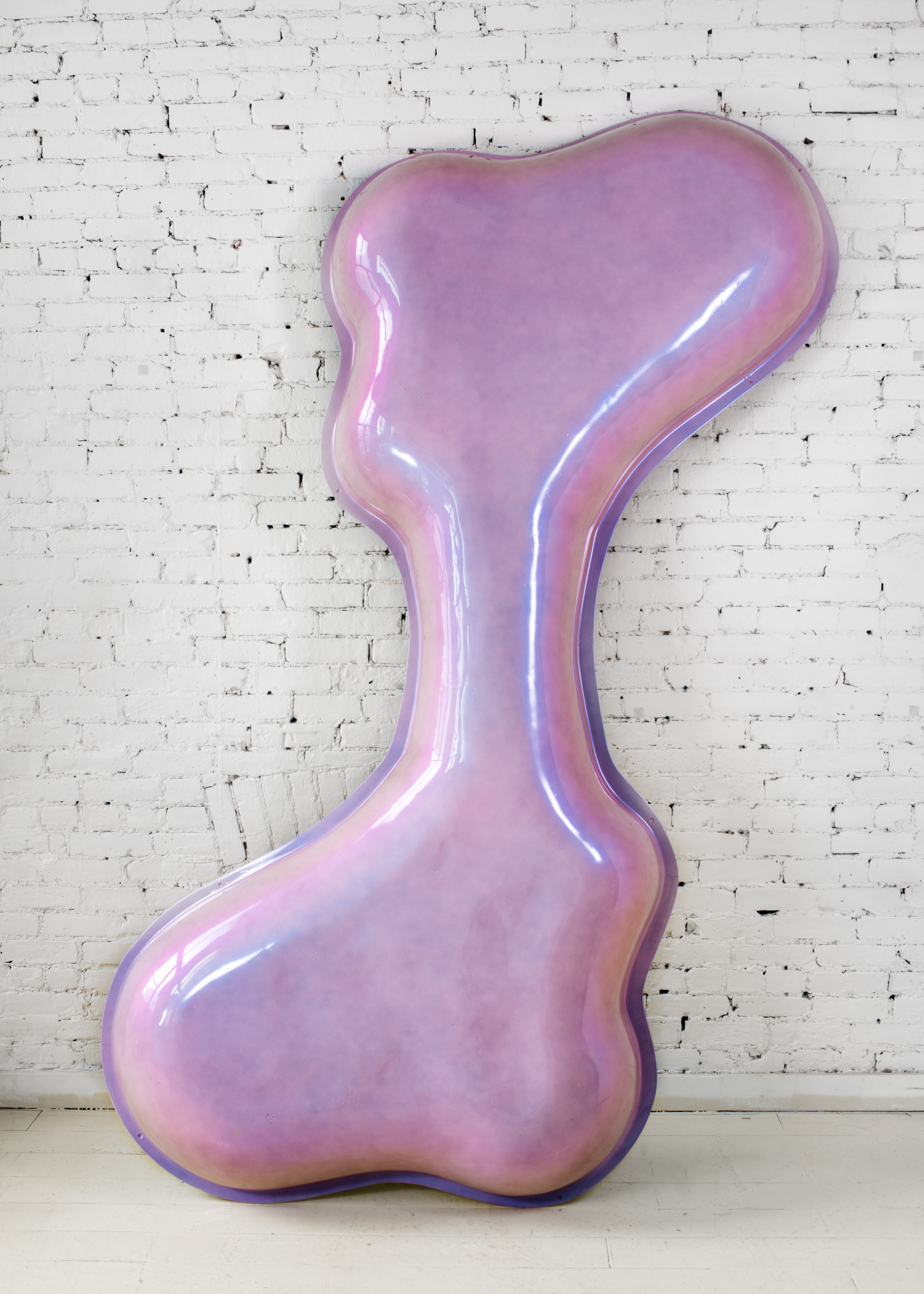  A series of amorphous fiberglass surfaces.  Freeform table, bench or sculpture.&nbsp;  VARIATION II.&nbsp;  iridescent    Color shifting;&nbsp;chameleon color way as fluid as the form;&nbsp;mother of pearl treatment reactive to light and space. &nbs