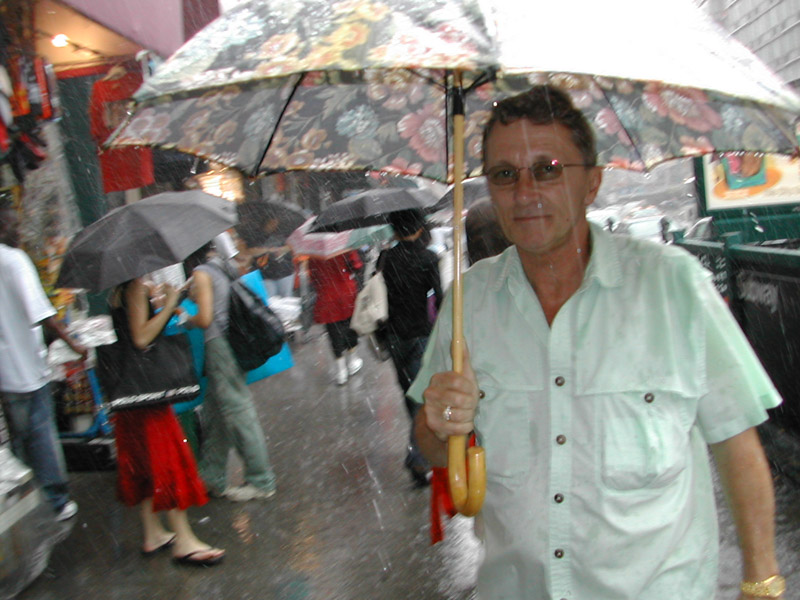 Jerry was always prepared with a fancy umbrella
