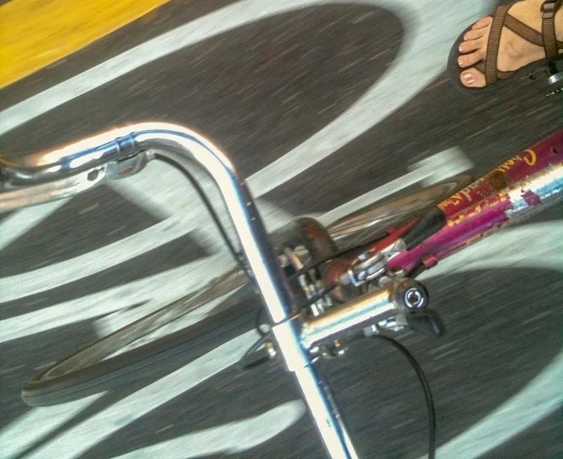 My New Orleans bike, and toes bedazzled with gold nail polish