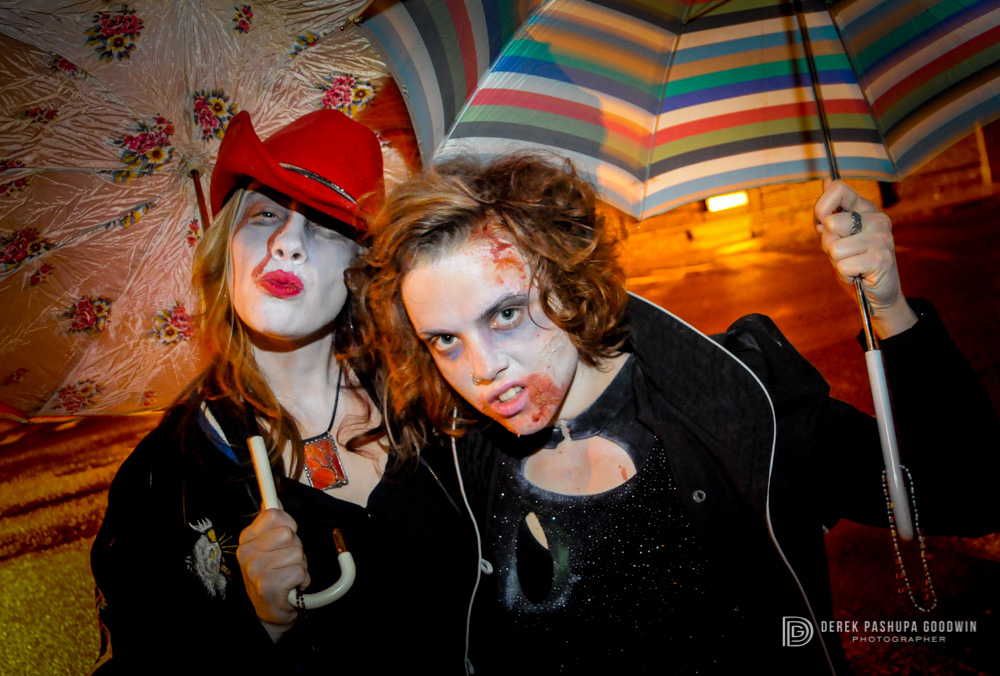 Megan and Alicia, vegan zombies at 2009 Northampton Vegan Pub Crawl.