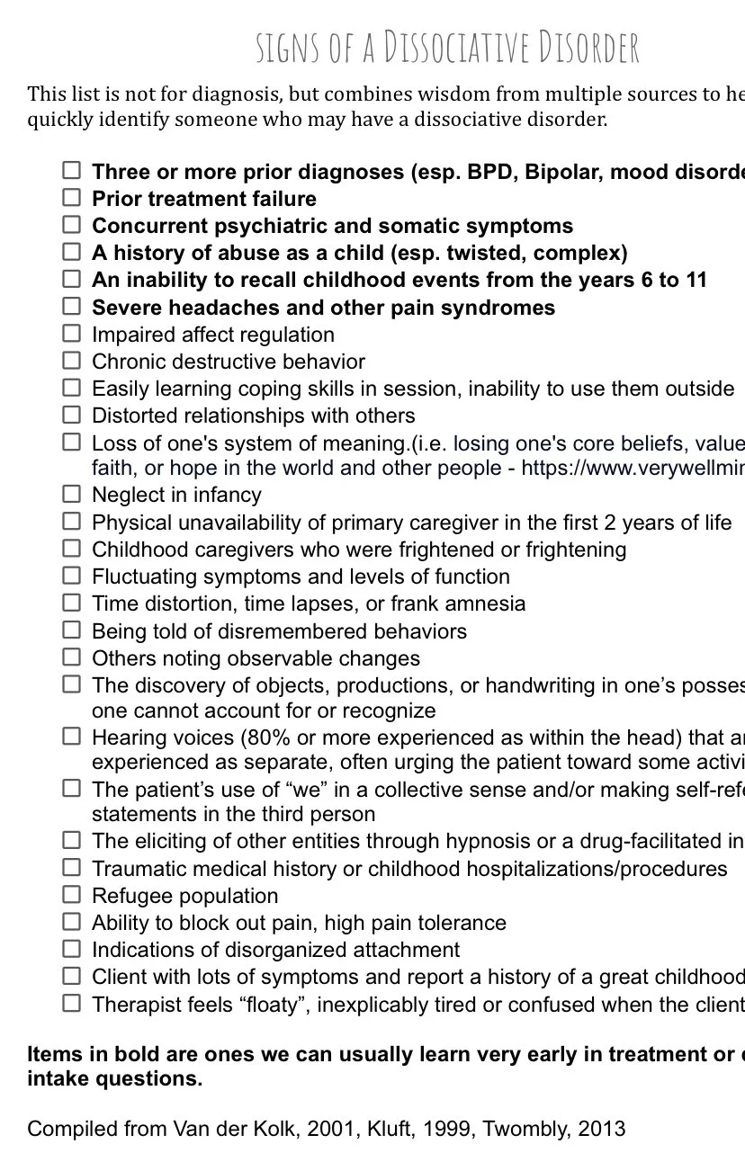 Signs of a Dissociative Disorder
