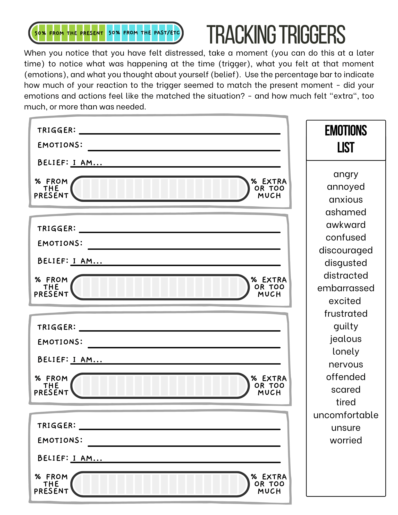 Printable Emotional Triggers Worksheet