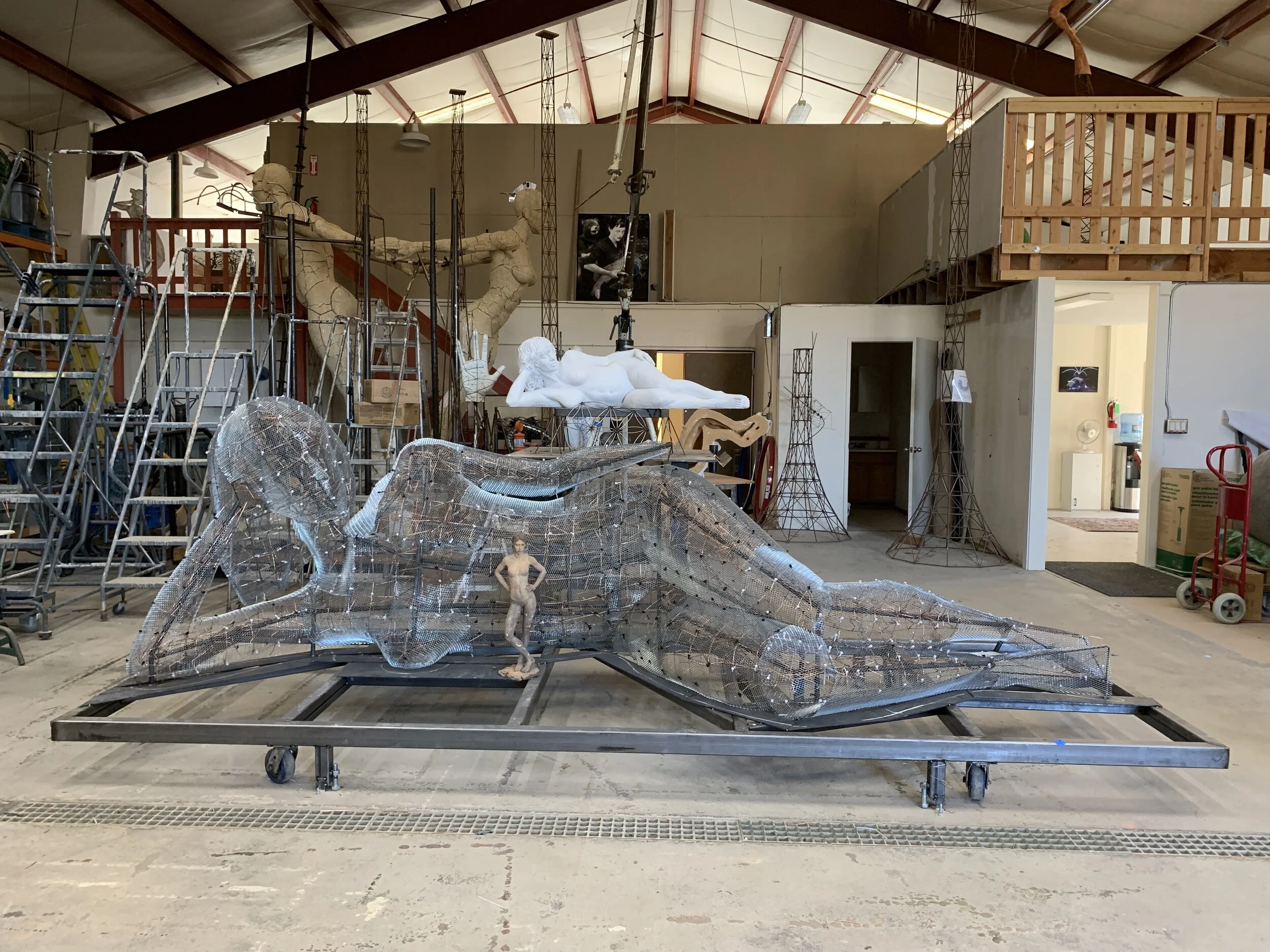 GAIA: Lifesize plaster and armature for middle-phase clay sculpture.
