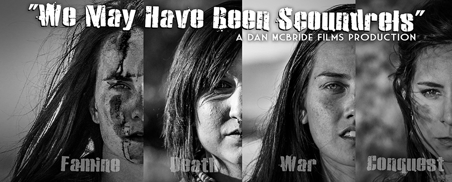 We May Have Been Scoundrels is a short 10 minute film introducing 4 characters fighting to survive the increasingly inhuman post apocalyptic world. Each woman is loosely based on 1 of the 4 houseman of the apocalypse and must survive to restore some form of humanity in the godforsaken world. The short film will be used to sell the feature film concept and hopefully help find investors to create this story. With 4 strong leading woman characters and compelling backstory, we're confident people will enjoy the feature length film.