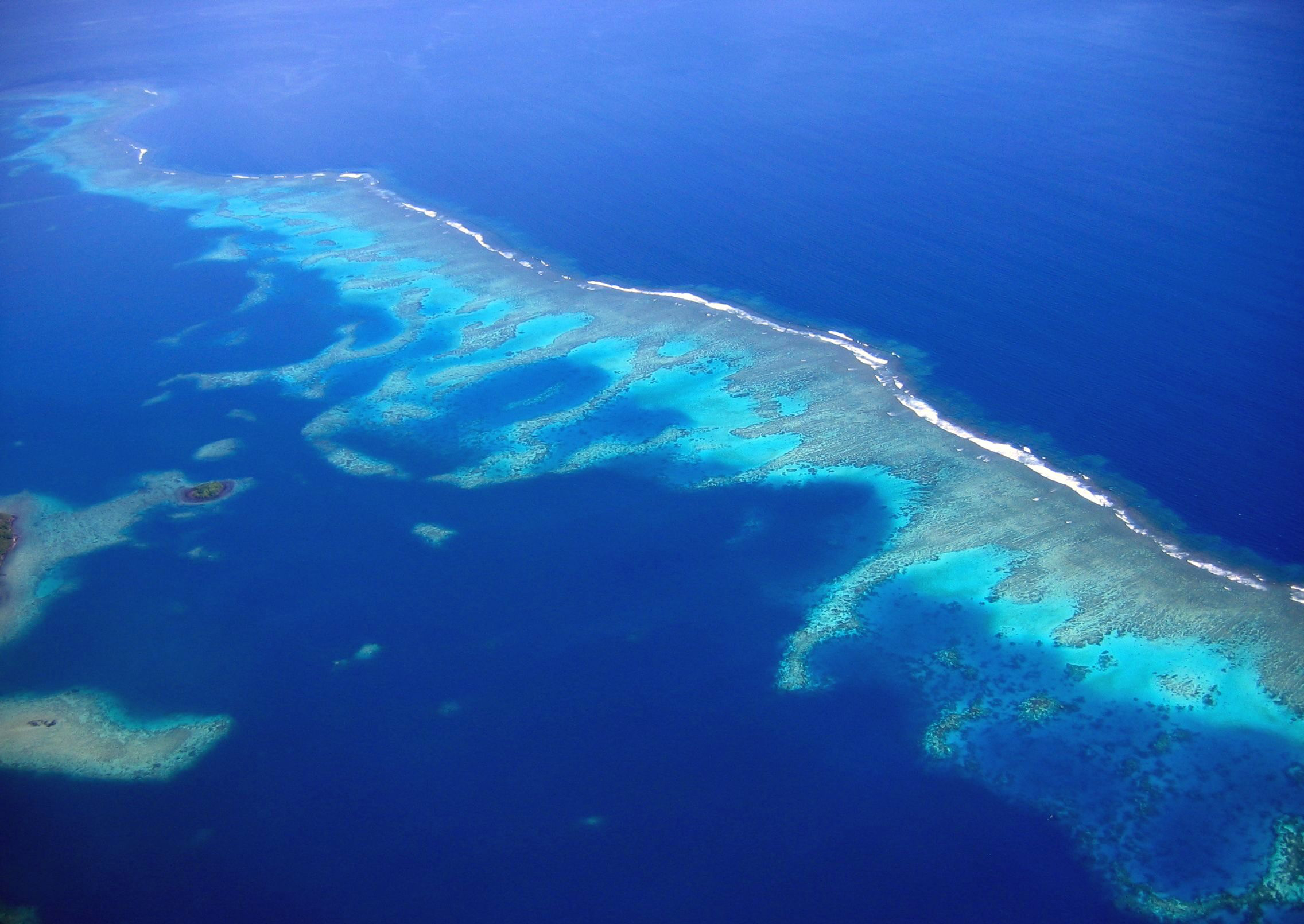 An aerial view of the Rainbow Reef located in the Somosomo strait between Taveuni and Vanua Levu