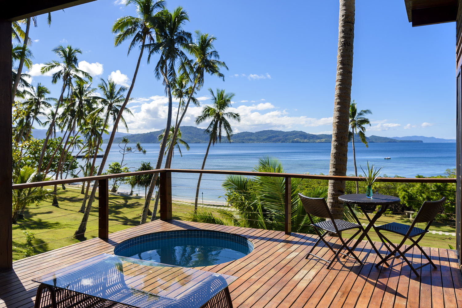 Oceanfront Villa Deck with Ocean views and private plunge pool, The Remote Resort Fiji Islands