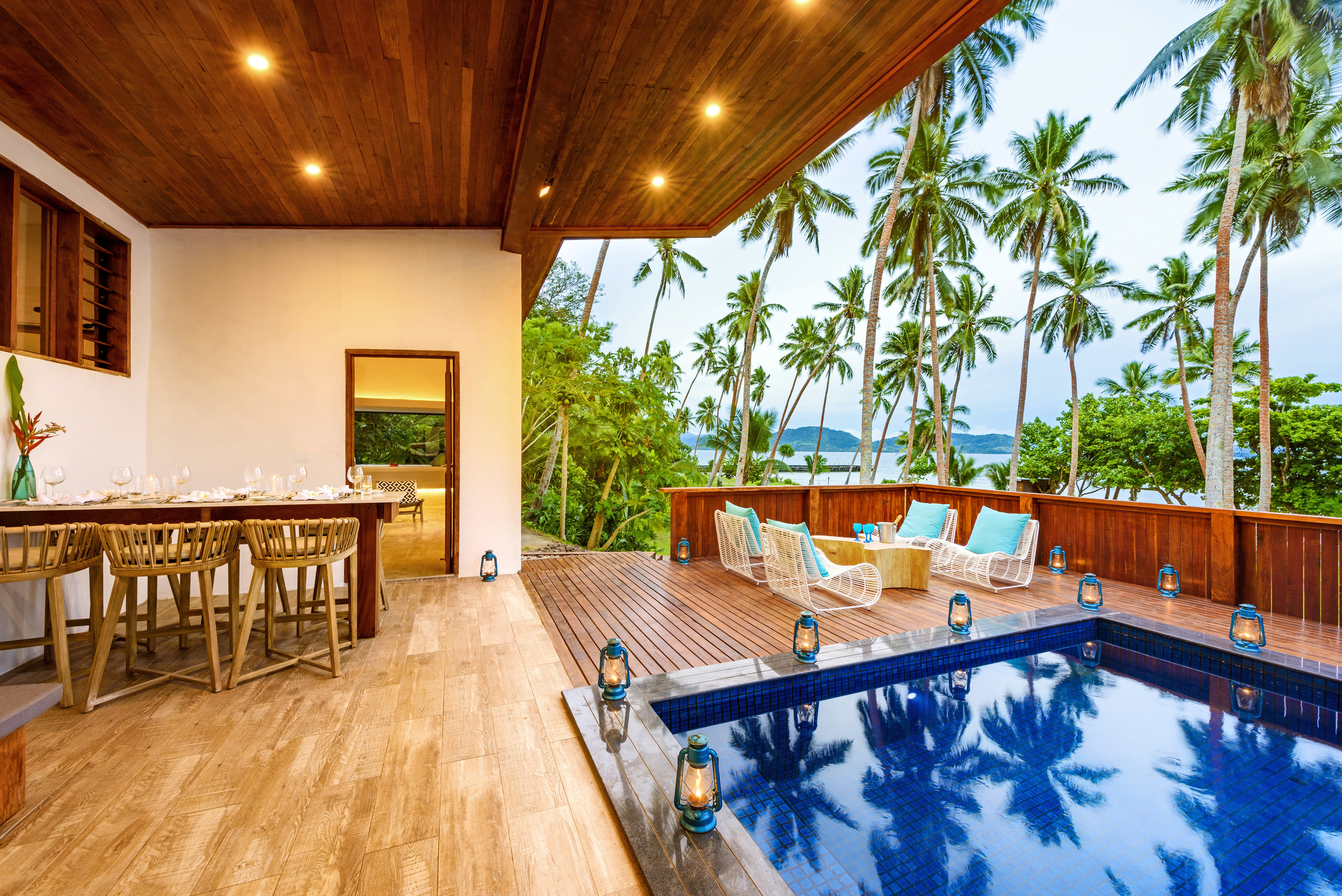 Two-Bedroom Royal Retreat plunge pool on the deck with a great view of the Ocean, The Remote Resort Fiji Islands