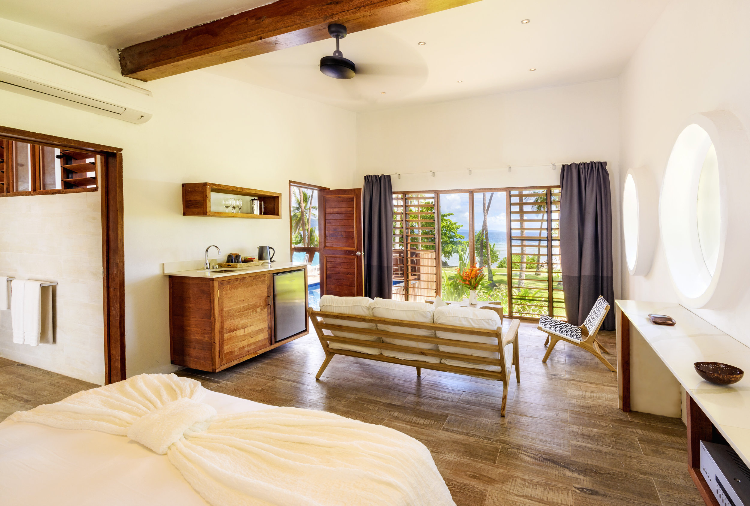 Two-bedroom Royal Retreat - Ocean view from the bedroom, The Remote Resort Fiji Islands