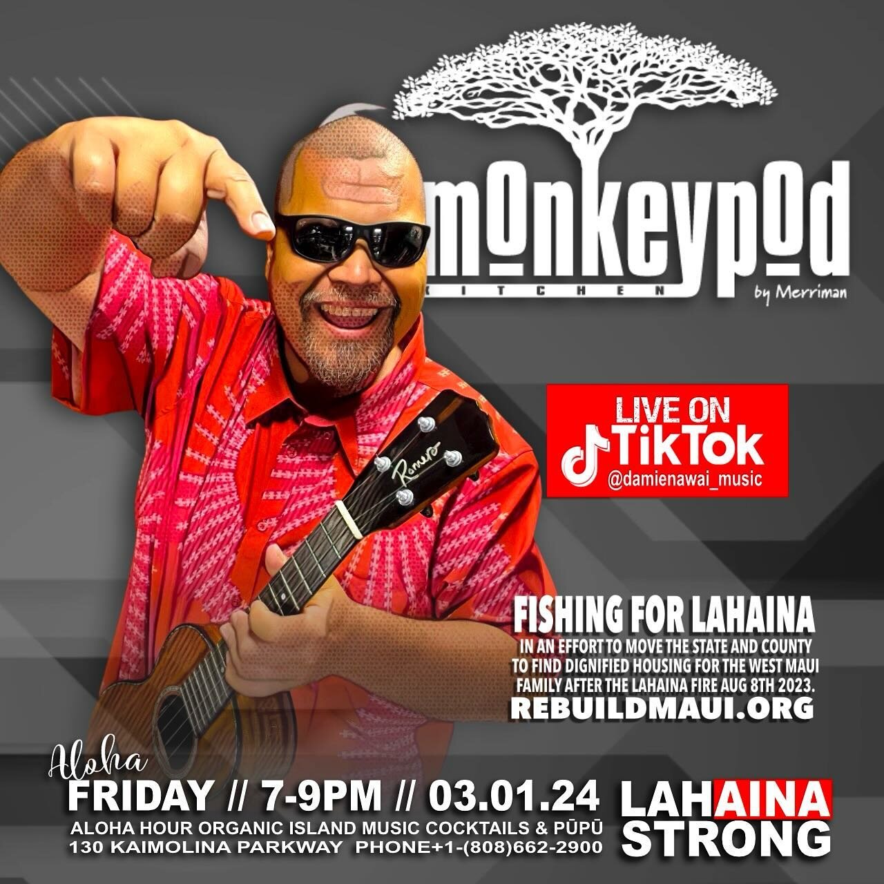 Lets get #raw @mauimonkeypod #livemusic #organicislandmusic #mauimusic #mauimusician #aloha #fy #fyp #alohacrew #maui #ukulelecover #maitai #monkeypodkitchen #kaanapali #whalersvillage  www.damienawai.com/shows