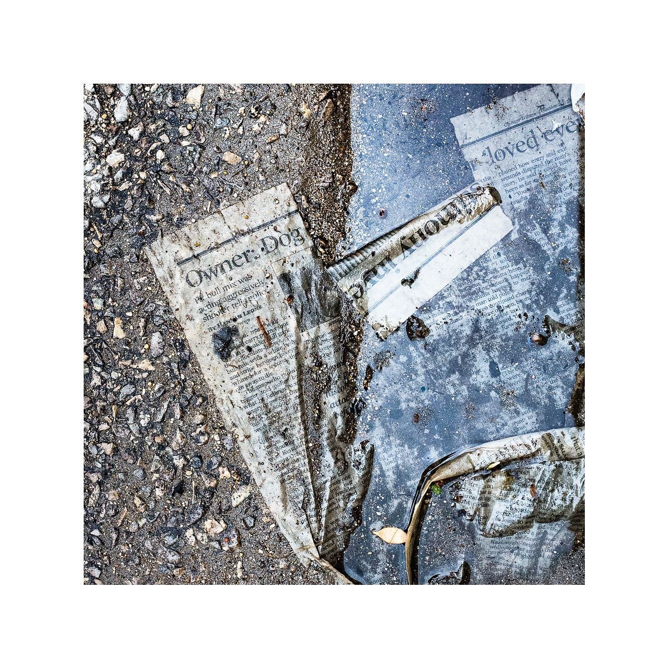Soggy newspaper sidewalk portraits.
Owner: Dog - Chicago, May 2016
Asses Saved - New York, March 2023

:
:
:
:
:

#wetnewspaper #soggynewspaper #puddle #sidewalk #headlines #allthenewsthatsfittoprint #cement #asphalt #newsprint #textbasedart #newyork
