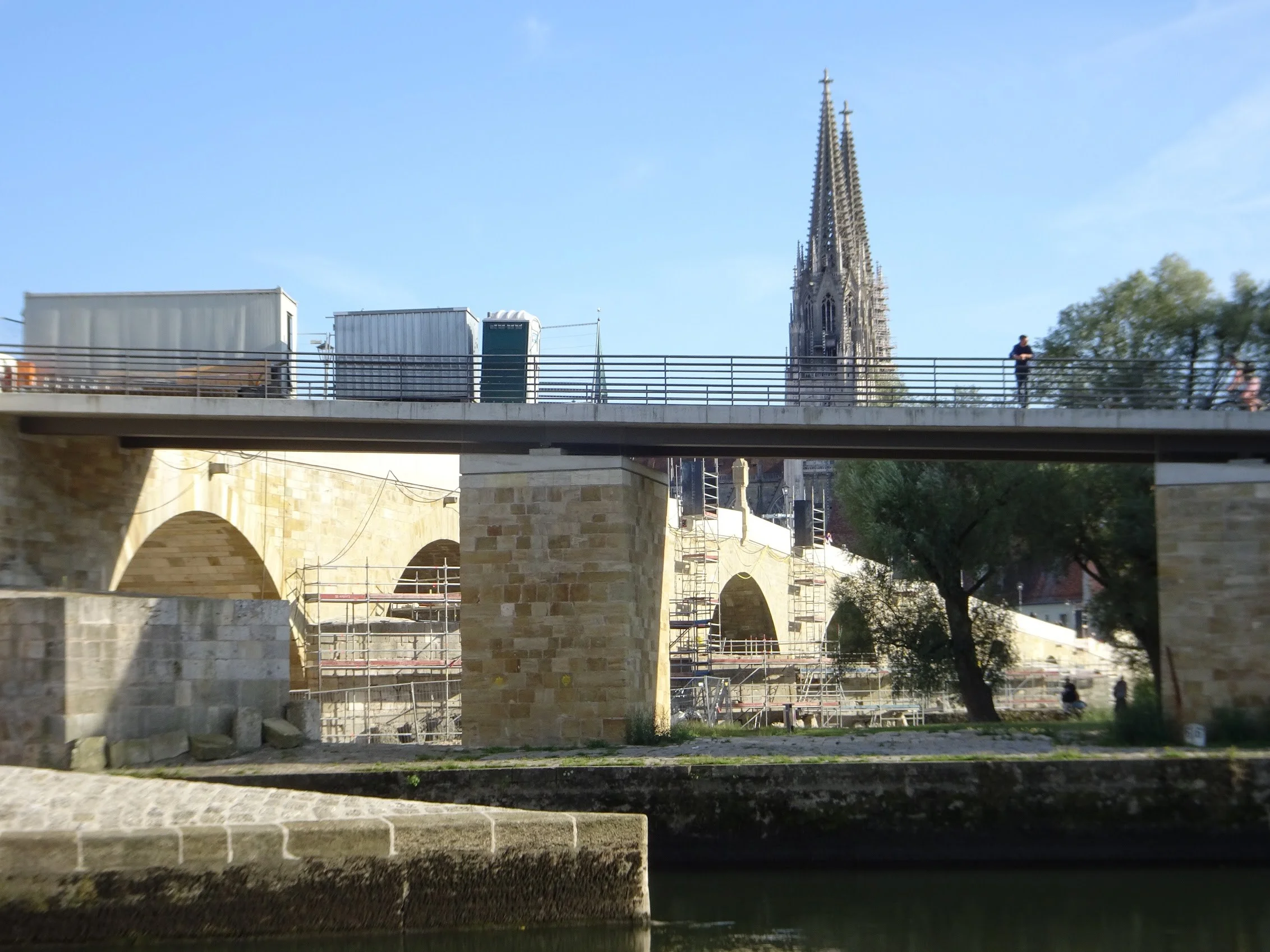 This view of the island ramp (obviously rebuilt) also shows the lattice spires on the Cathedral.