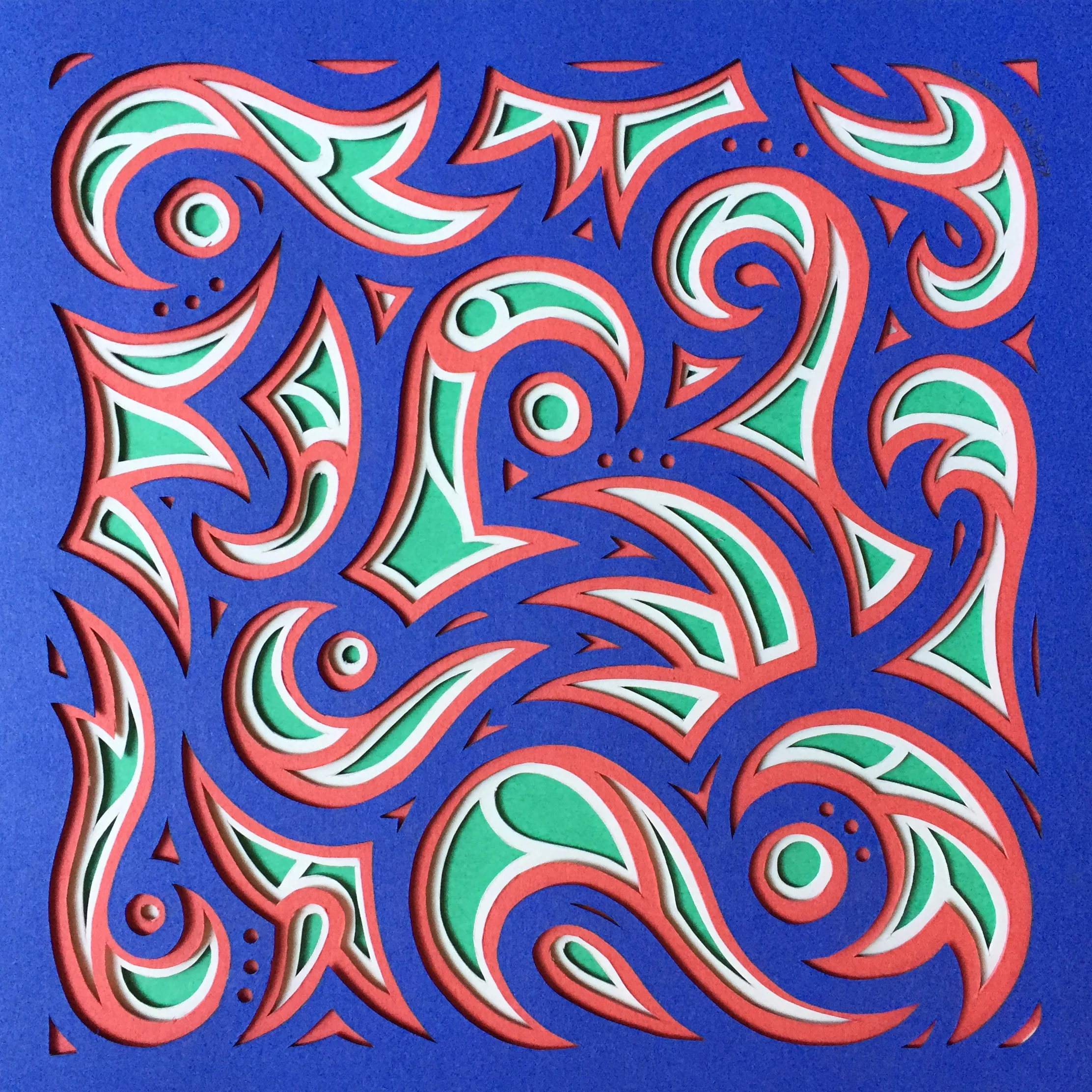 Blue, Red, and Green Paper Shadows