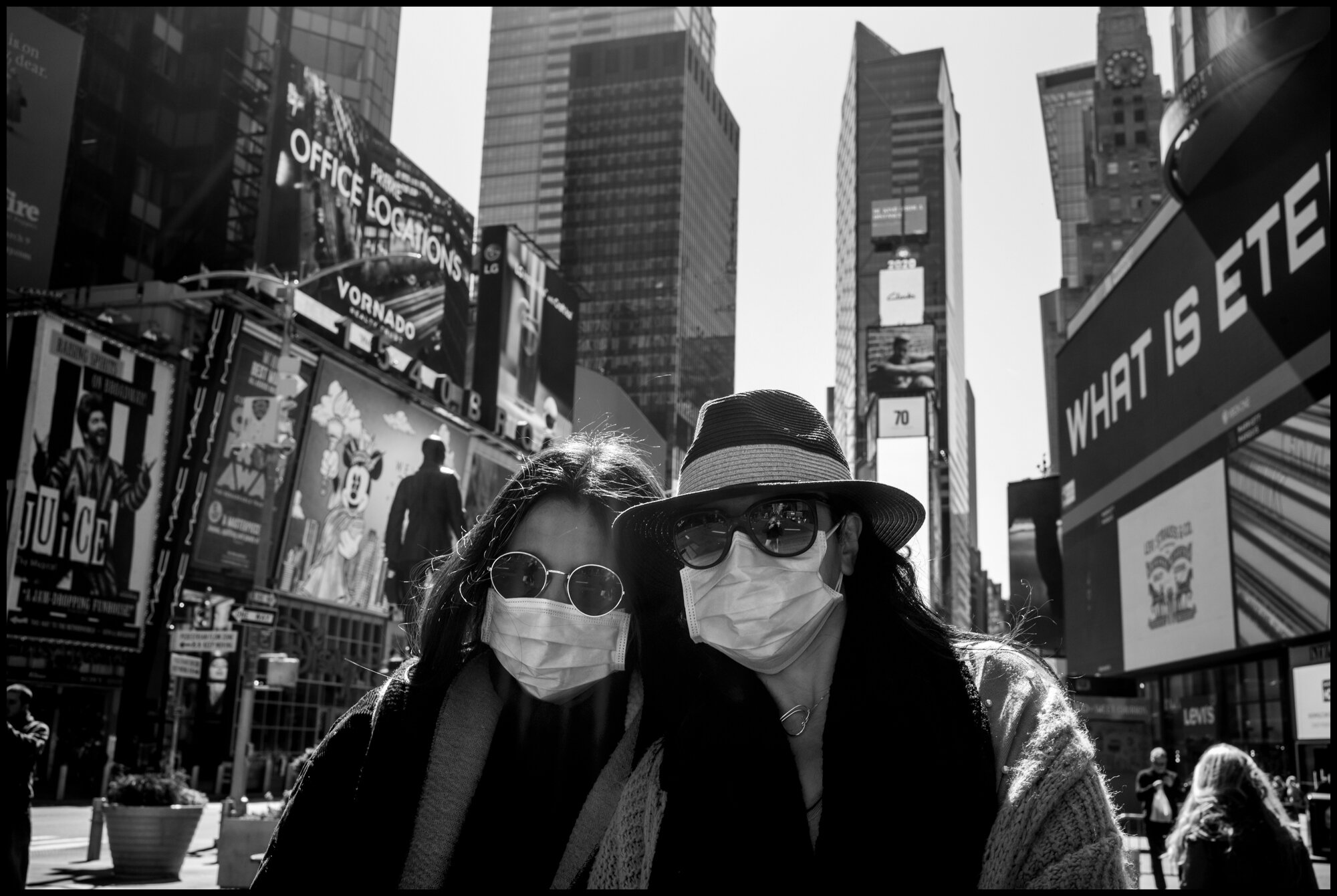  Two women, a mother and a daughter, from Toulouse, France, stood almost alone in Times Square. The mother explained that her daughter was working as a fille—au pair and she was working in Philadelphia, and they had decided to take the bus to NY to s