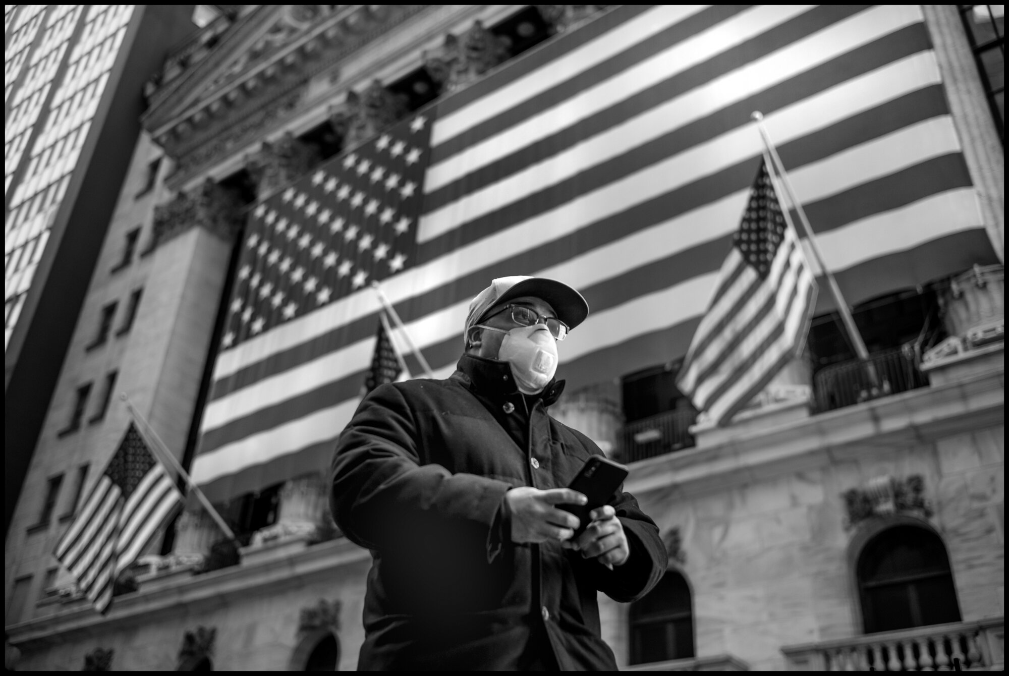  Arthur, 42, is a banker on Wall Street. He lives two blocks from his firms office. He told me, “I grew up homeless as a kid, and so I remain optimistic that things will always get better. This is temporary.”  March 26, 2020 ©Peter Turnley  ID# 04-00