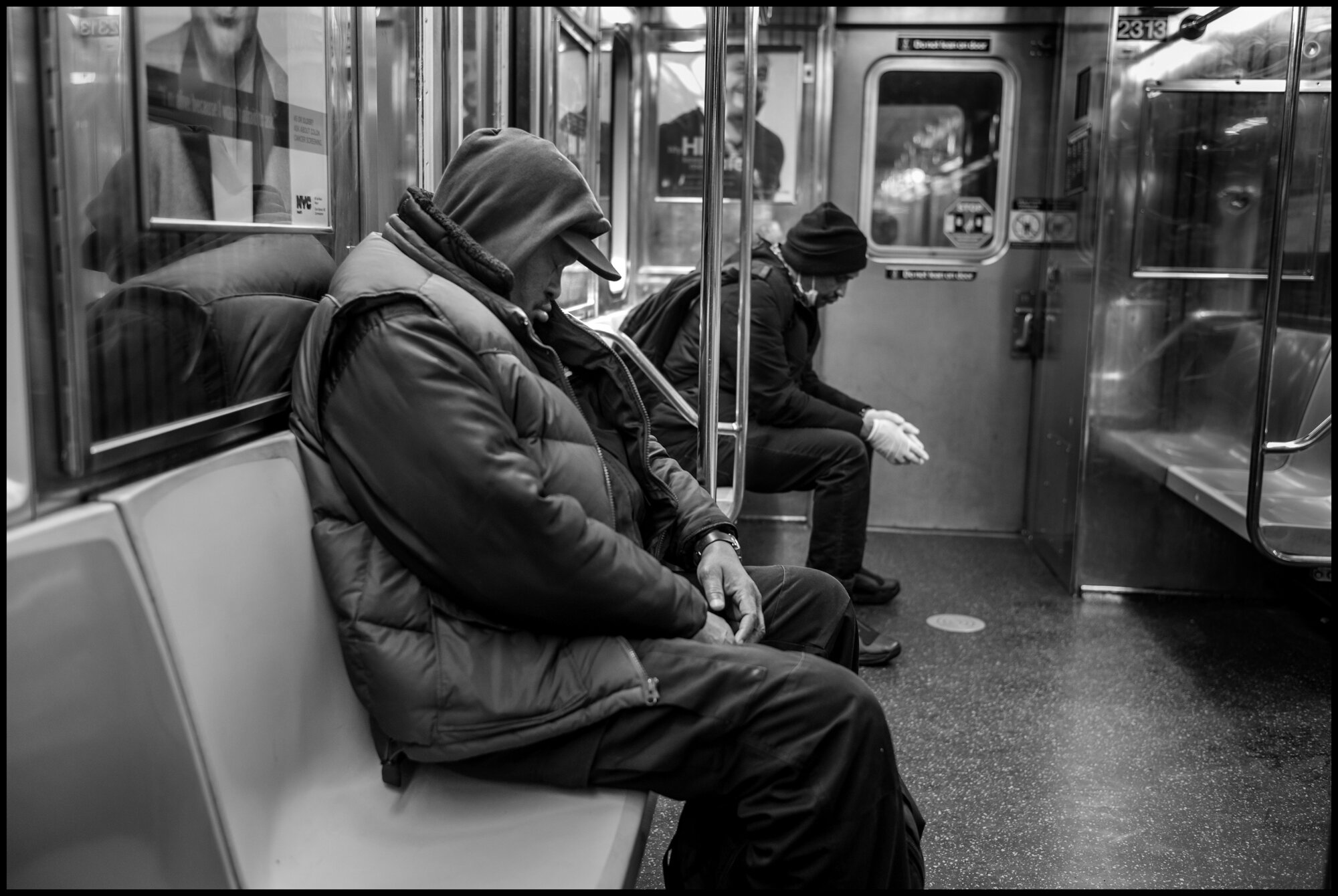  The #1 train heading south in Manhattan.  March 26, 2020 ©Peter Turnley  ID# 04-013 