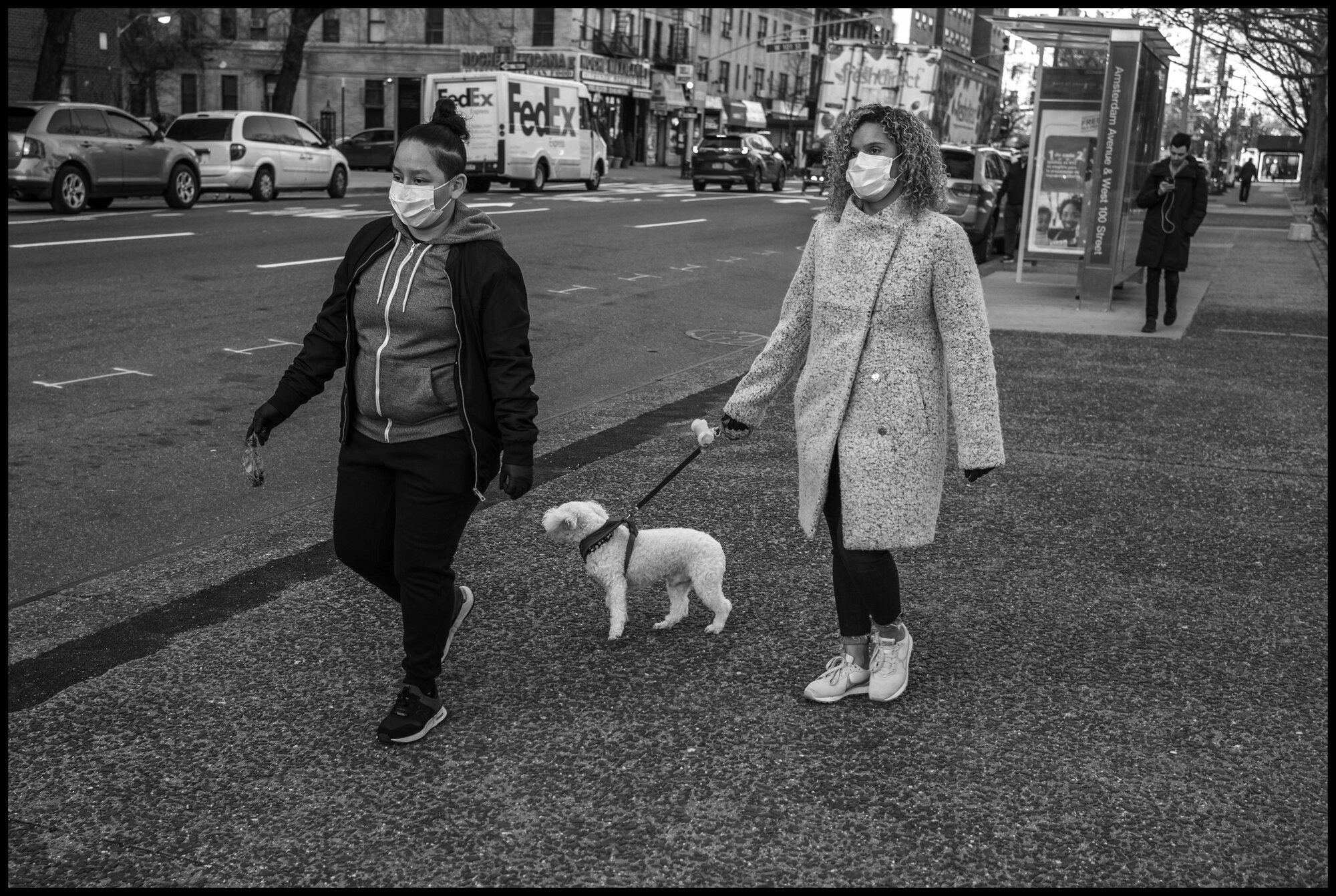  Two young women walk their dog on the Upper Westside in the 90ties.  March 24, 2020. © Peter Turnley  ID#&nbsp;14-010 