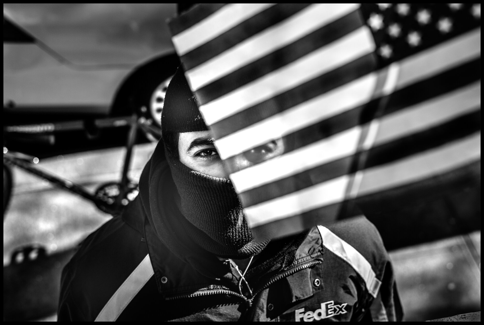  Gabriel, 22, Fedex delivery man delivers packages on the Upper Westside.  April 6, 2020. © Peter Turnley  ID# 13-001 