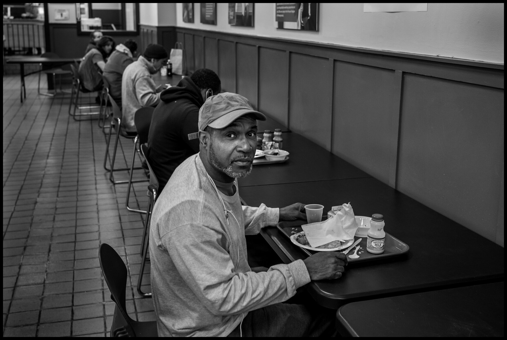  Andre, 56, lost his place where he stayed and lives temporarily at Bowery mission. He said to me, “we’re blessed.”  April 10, 2020. © Peter Turnley  ID# 18-008 