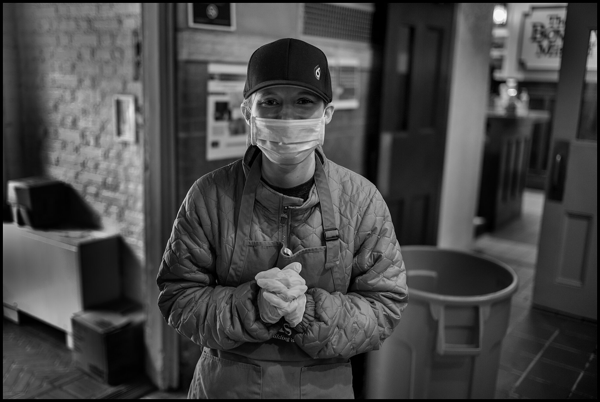  Rebecca,  volunteer at The Bowery Mission.  April 10, 2020. © Peter Turnley  ID# 18-018 