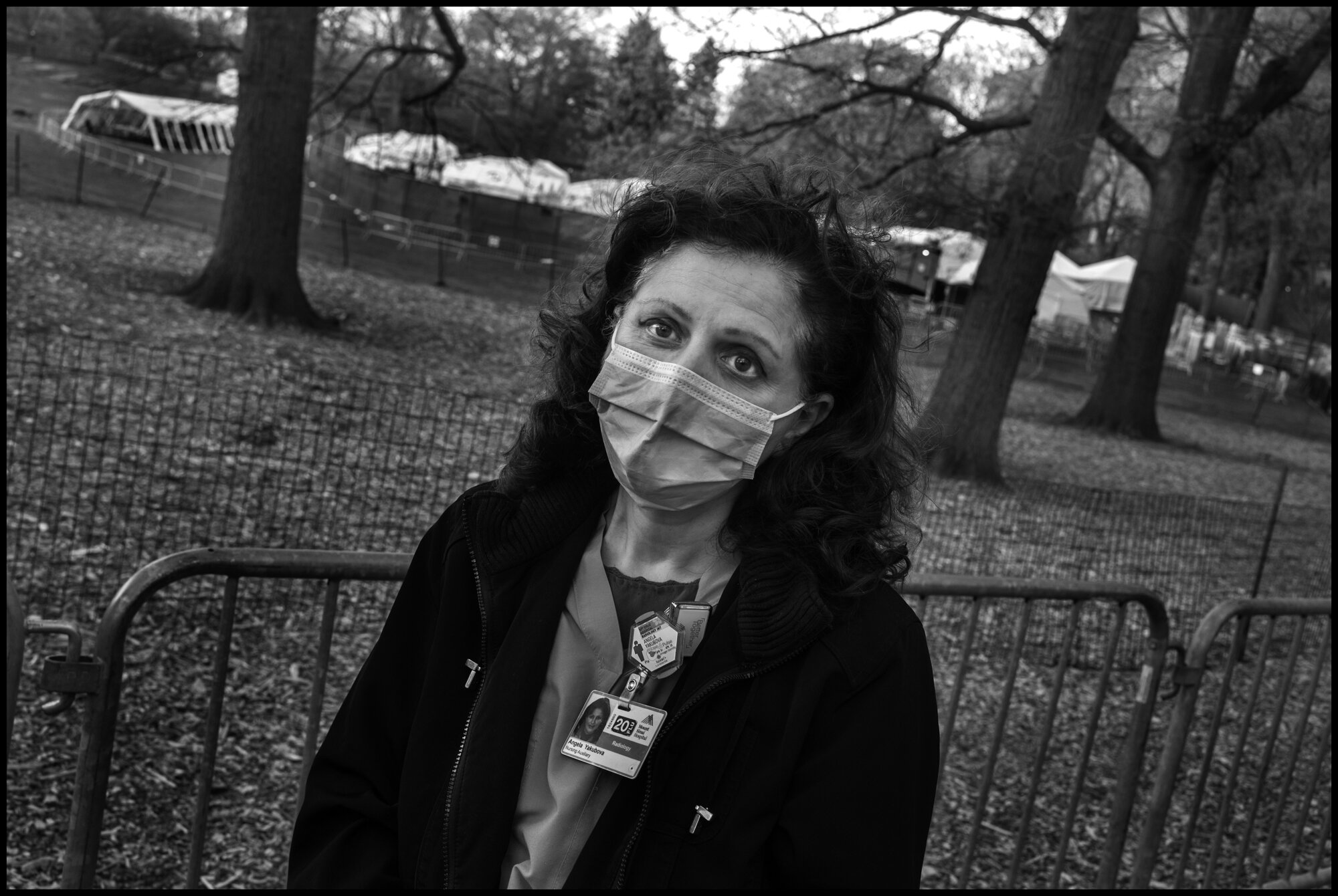  Another nursing assistant, Angela, 54, originally from Baku in Azerbaijan, and now 26 years in the United States.   April 16, 2020. © Peter Turnley  ID# 22-003 