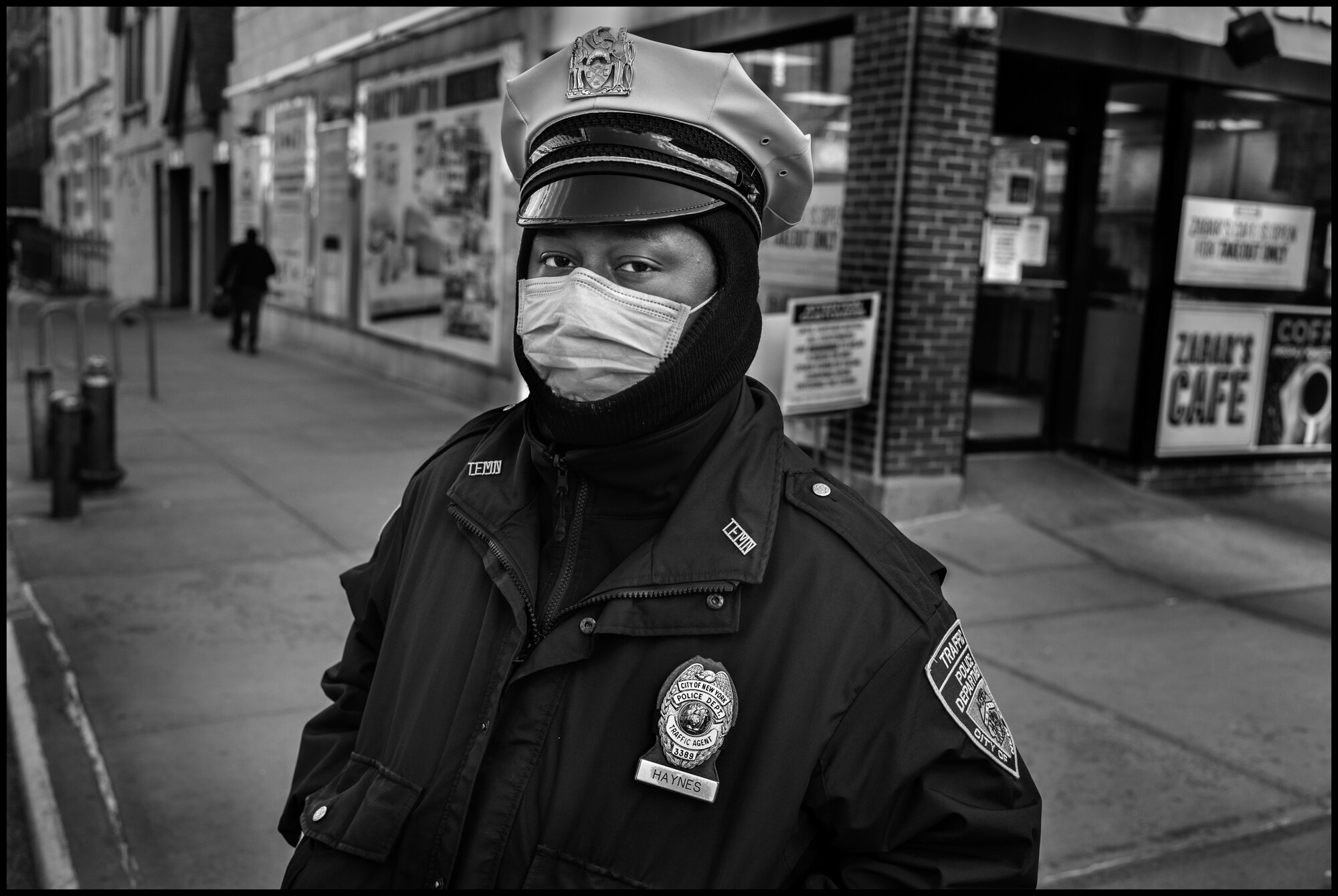  Roger, 26. Traffic policeman.   April 16, 2020. © Peter Turnley.  ID# 22-009 