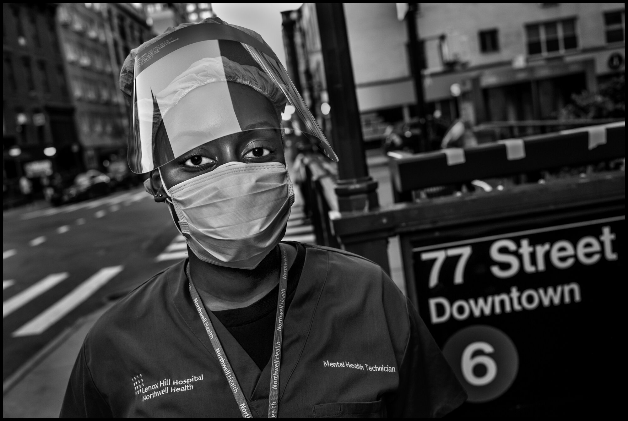  Shannone, 26, works with Covid-19 patients at Lenox Hill Hospital.   May 2, 2020. © Peter Turnley.   ID# 36-015 