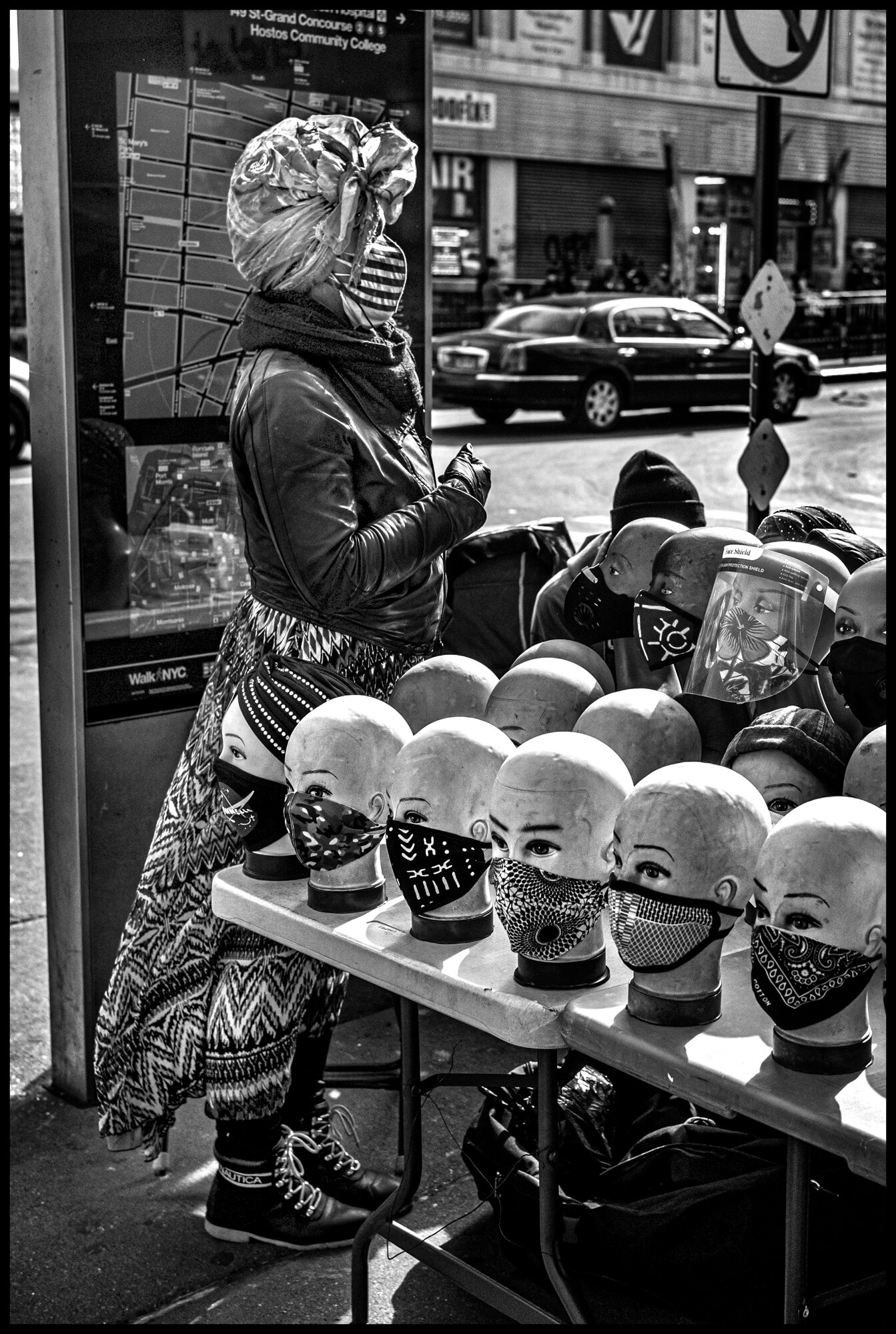  Masks for sale, The South Bronx.  May 14, 2020. © Peter Turnley.   ID# 46-001 