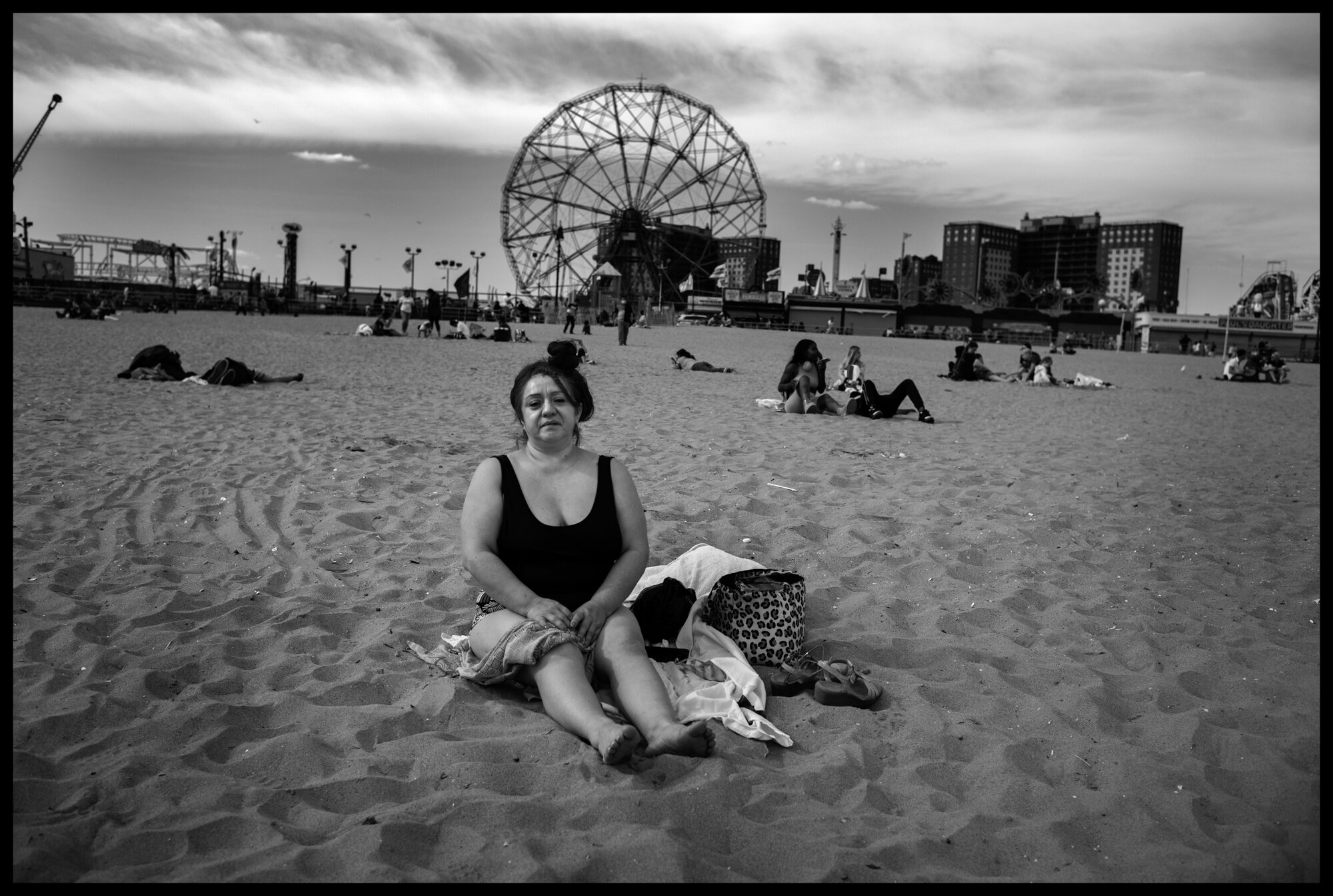 Myrtle, from Brooklyn, sat alone looking at the ocean in peace and with dignity. She has lost her apartment during this crisis and is now living in a shelter, and told me, “hopefully things will come through soon”. Coney Island, New York.  May 16, 2
