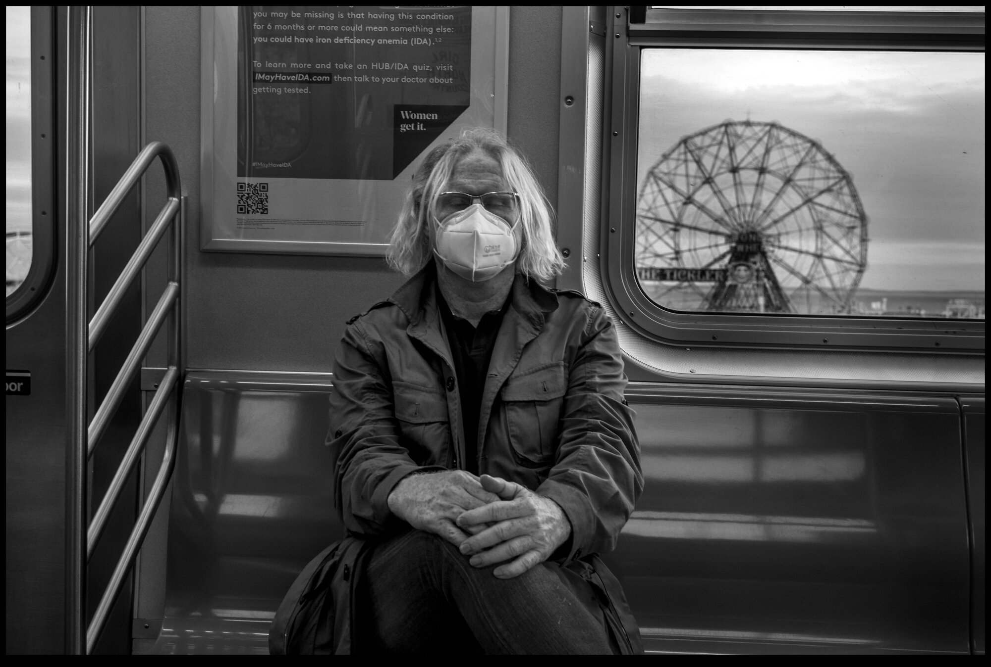  At the end of a long day, I boarded a Q train back to Manhattan. I closed my eyes and fell asleep, and a good friend picked up my camera and made a portrait of me. It was a long, beautiful day. I wish I knew why I am in tears as I finish this. Maybe