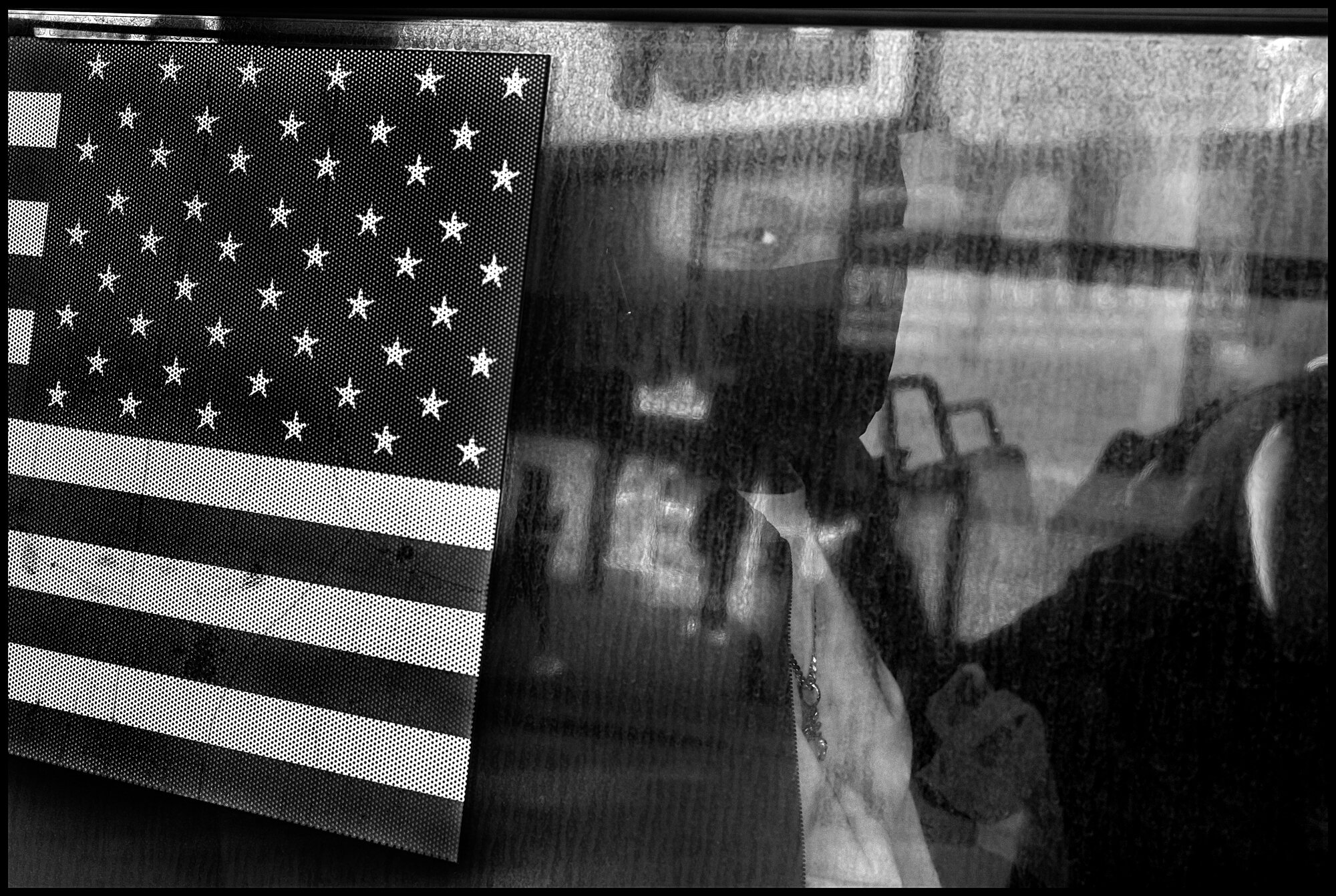  Bus stop at 149 and 3rd Ave, The South Bronx.   May 14, 2020. © Peter Turnley.   ID# 48-001 