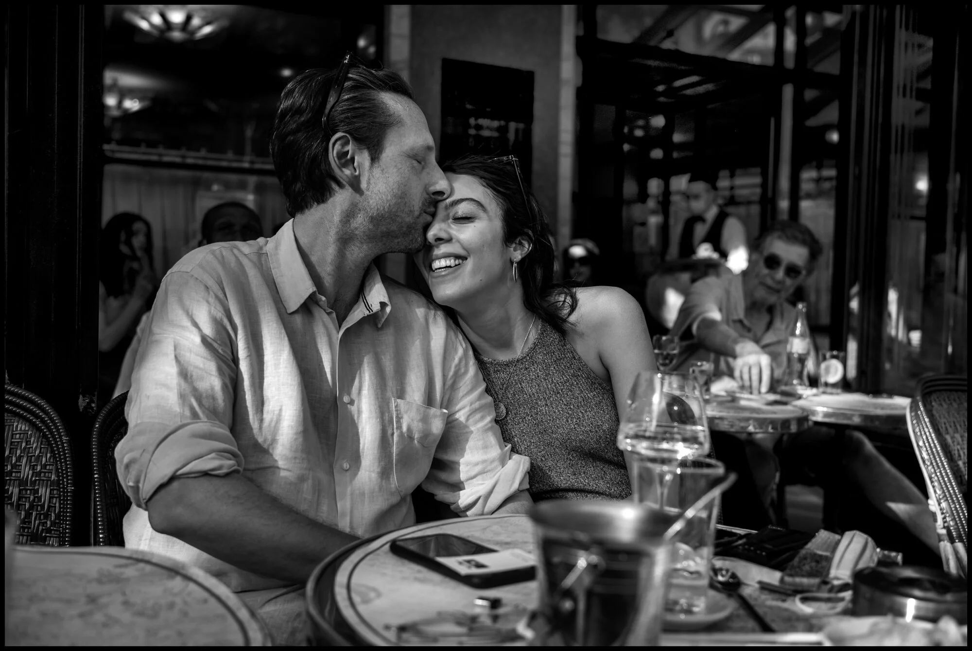  Chaïmaa et Cyril, Café de Flore, Paris.  June 2, 2020. © Peter Turnley.  ID# P13-001 