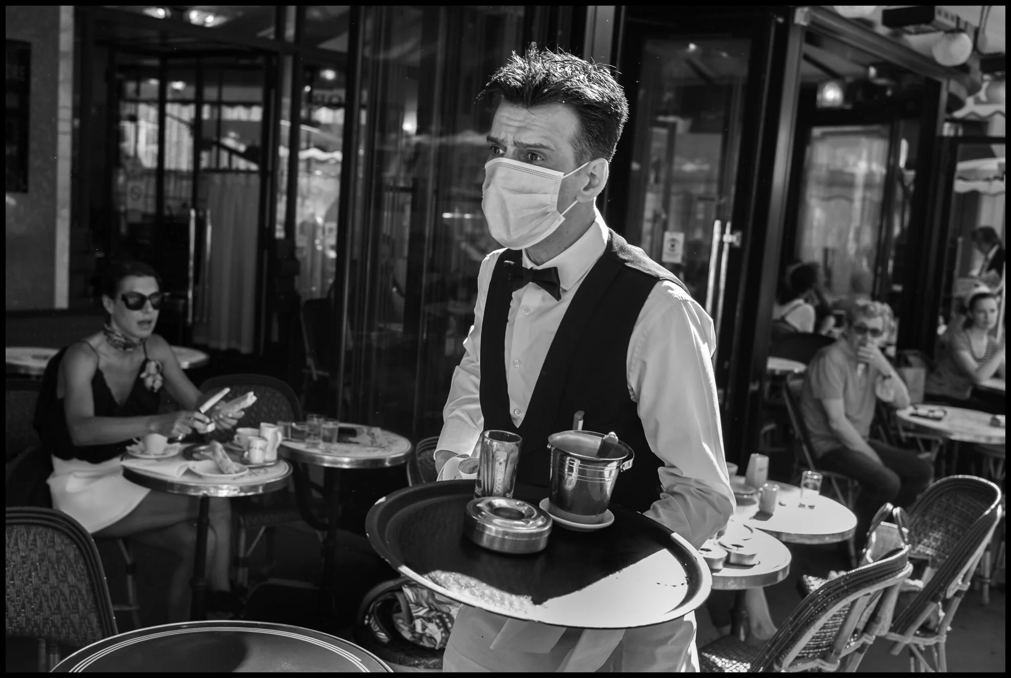  Café de Flore, Paris.  June 2, 2020. © Peter Turnley.   ID# P13-010 