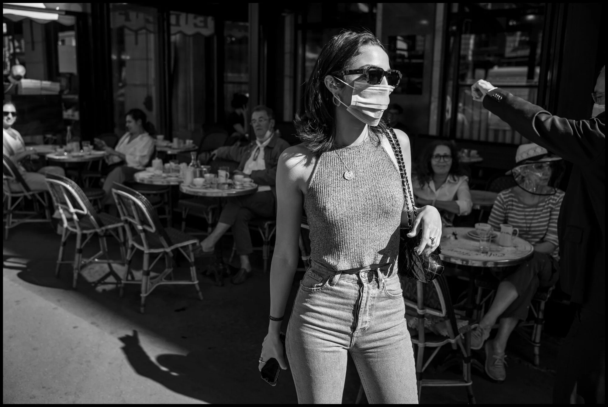  Chaïmaa, Café de Flore, Paris.  June 2, 2020. © Peter Turnley.   ID# P13-011 