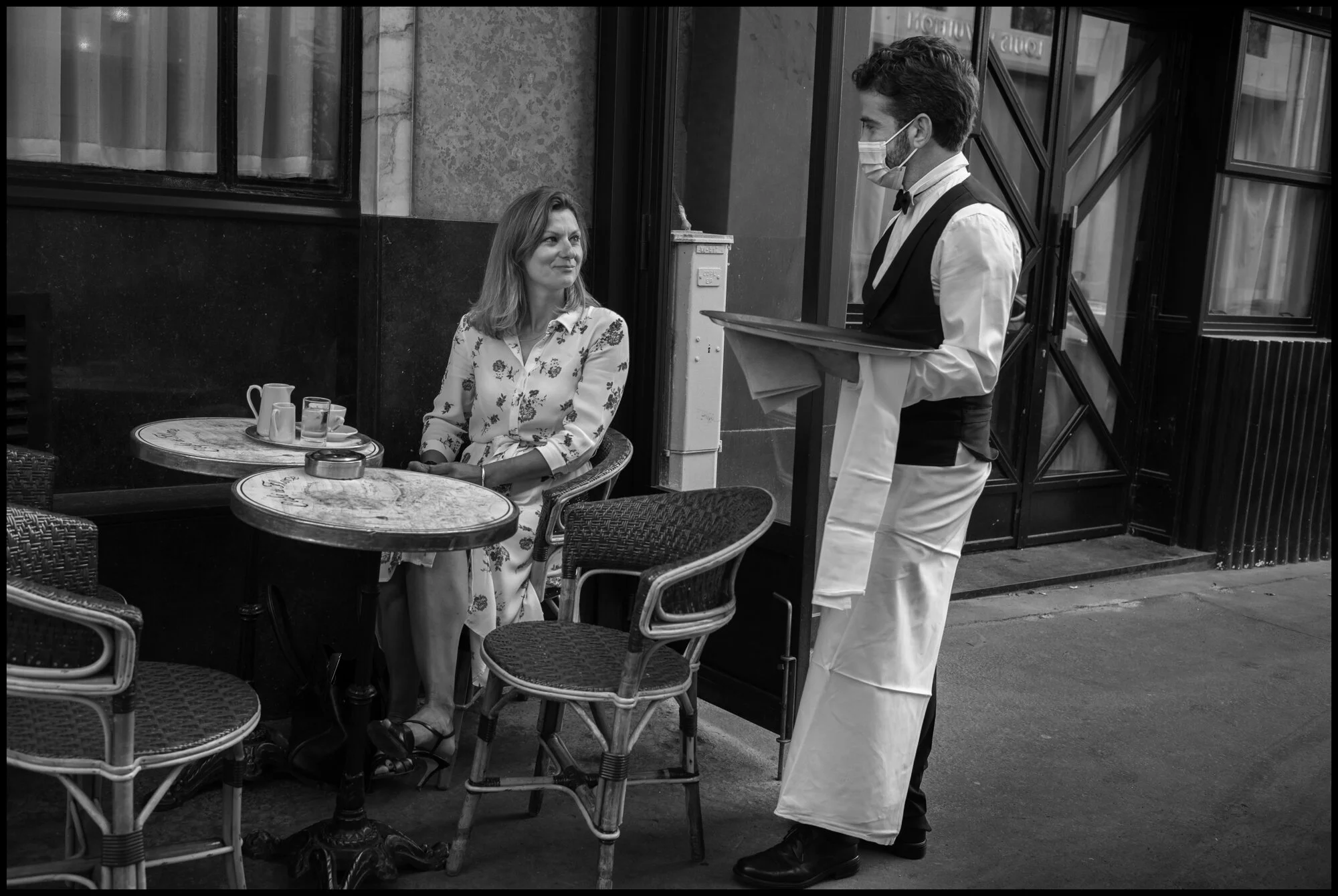  Café de Flore, Paris.  June 2, 2020. © Peter Turnley.   ID# P13-013 