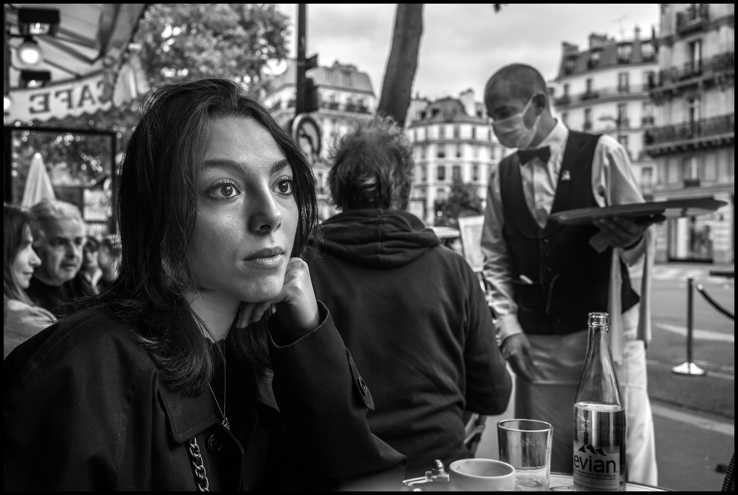  Chaimaa, Café de Flore, Paris.  June 14, 2020. © Peter Turnley.  ID# P28-001 