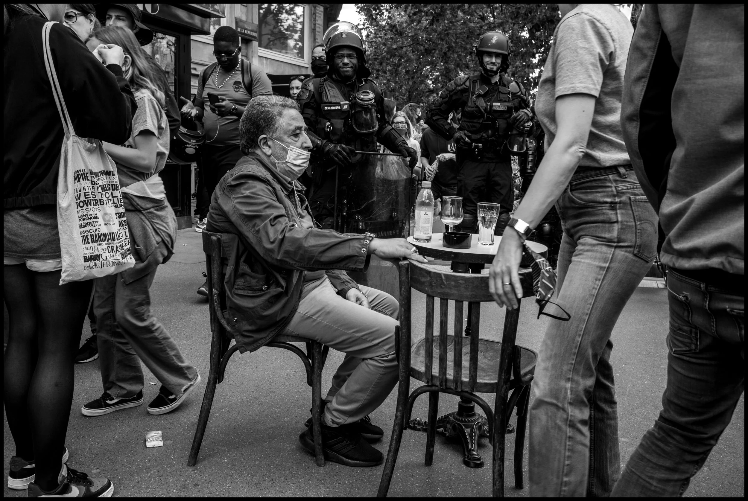  The theatre of life. Place de la République, Paris.  June 13, 2020. © Peter Turnley.  ID# P27-019 