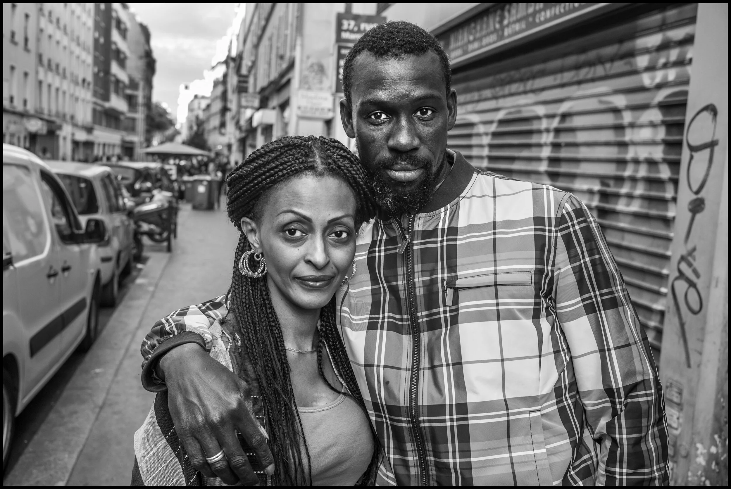  Madira and Mamadou, Marcadet-Poissionniers, Paris.  June 19, 2020. © Peter Turnley.  ID# P35-007 
