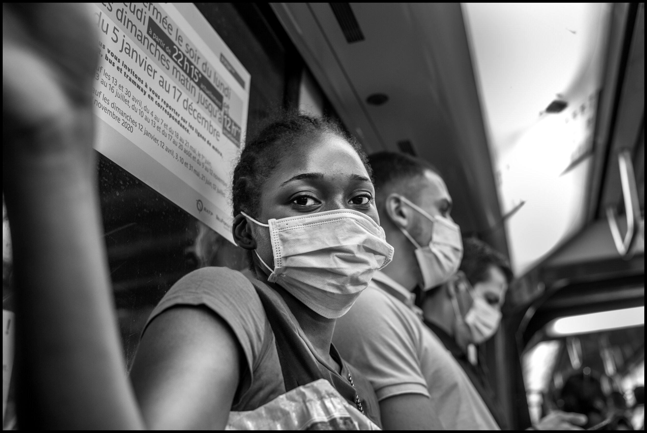  Inés, 18, student on the métro in Paris.    June 26, 2020. © Peter Turnley.  ID# P43-001 