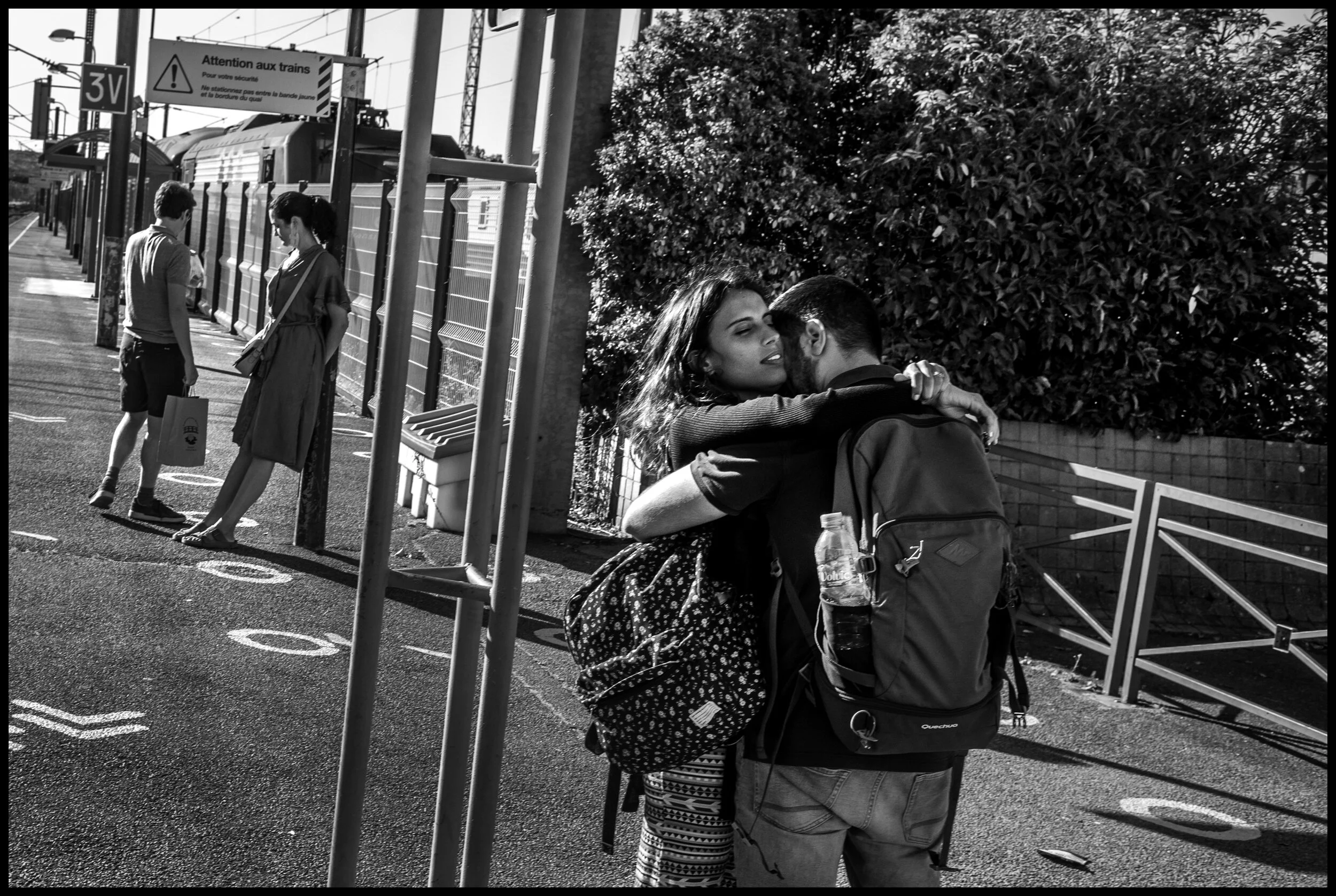  Waiting for the train in Normandy for Paris. July 11, 2020. © Peter Turnley.  ID# P59-005 