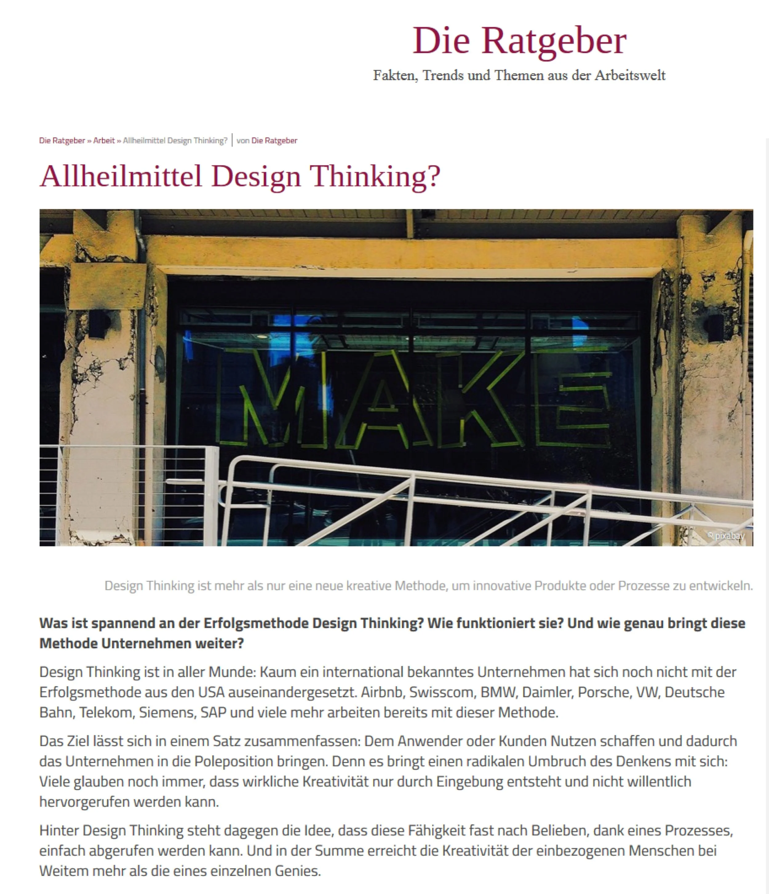 Die Ratgeber - Design Thinking im Unternehmen