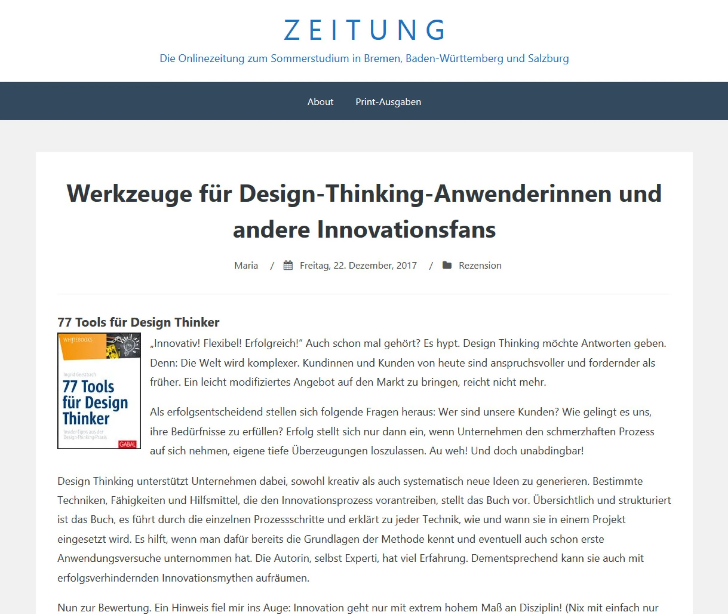 Infotechnica: Rezension zu "77 Tools für Design Thinker"