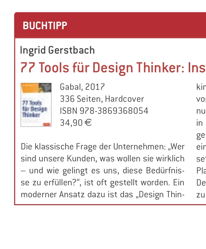 Die Führungskräfte empfiehlt: 77 Tools für Design Thinker