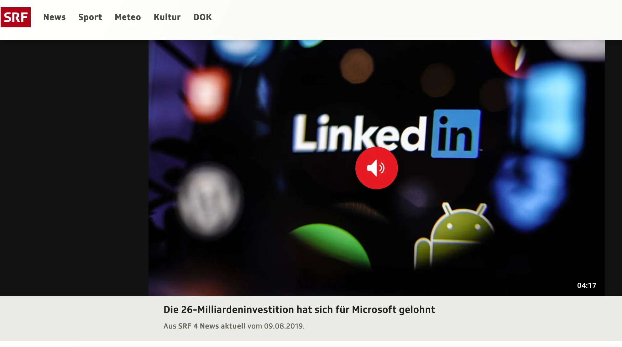 SRF: Linkedin: Trotz Tiefgang im Hoch