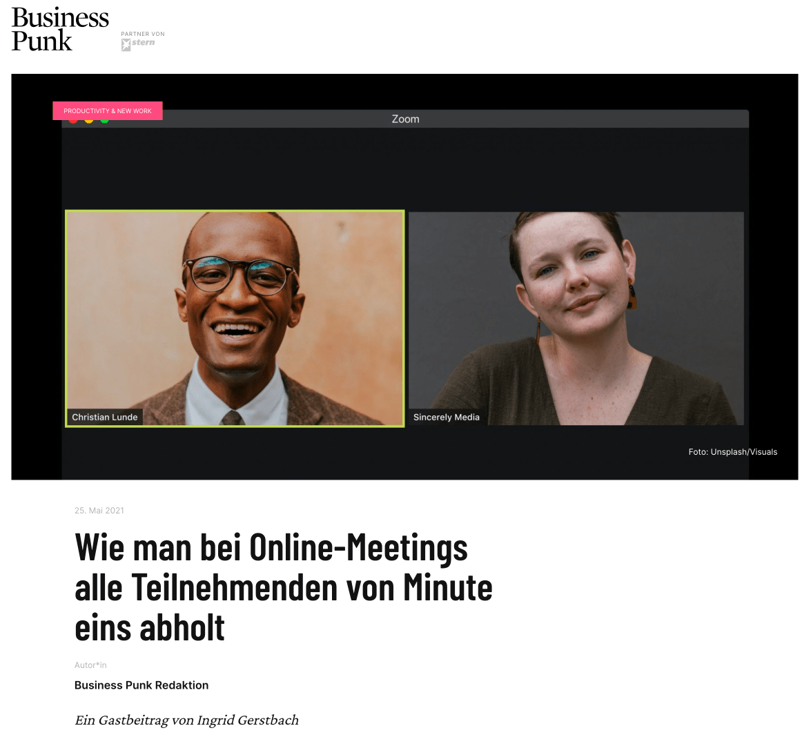 Business Punk: Wie man bei Online- Meetings alle Teilnehmenden von Minute eins abholt