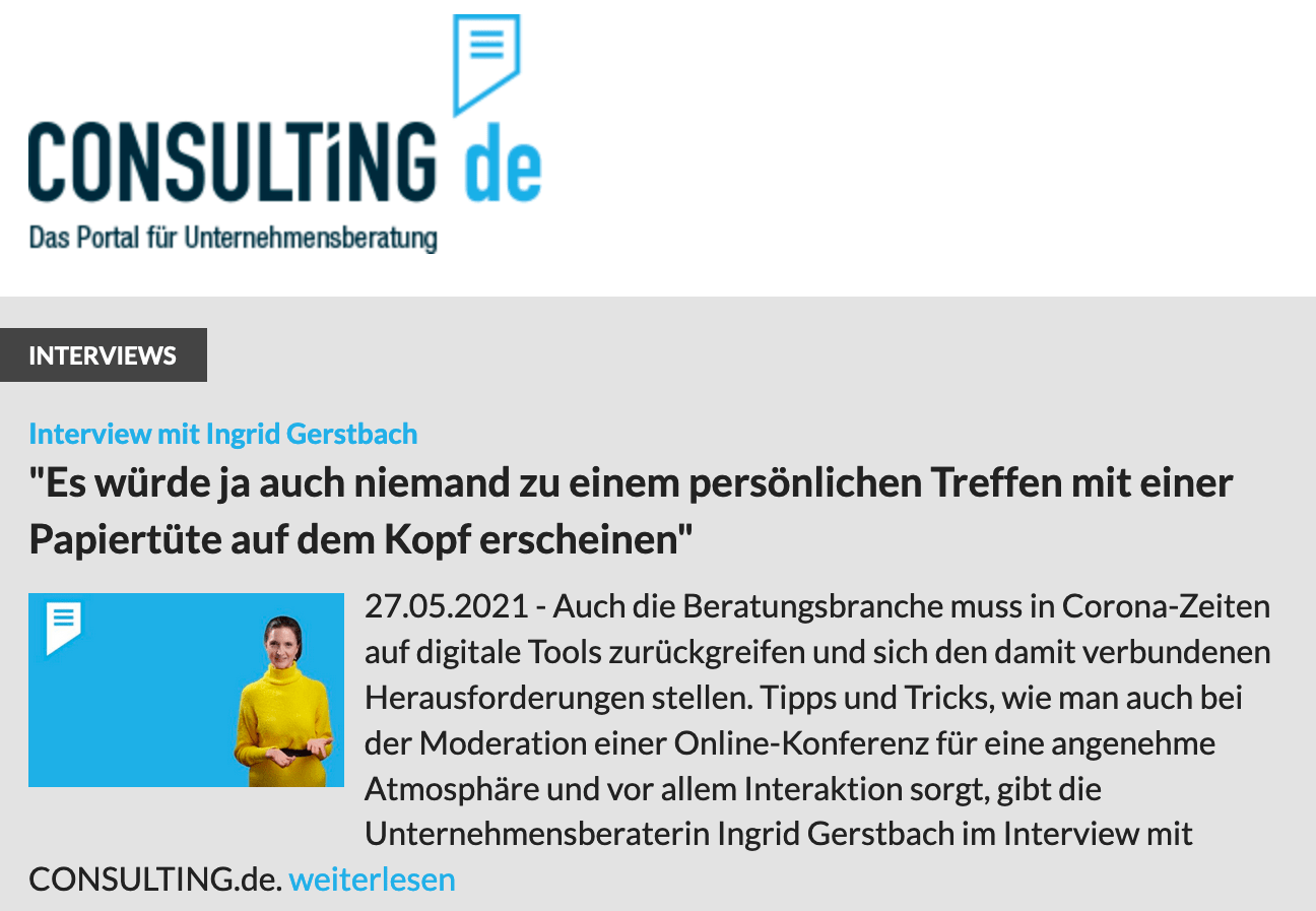 Consulting.de: Interview mit Ingrid Gerstbach