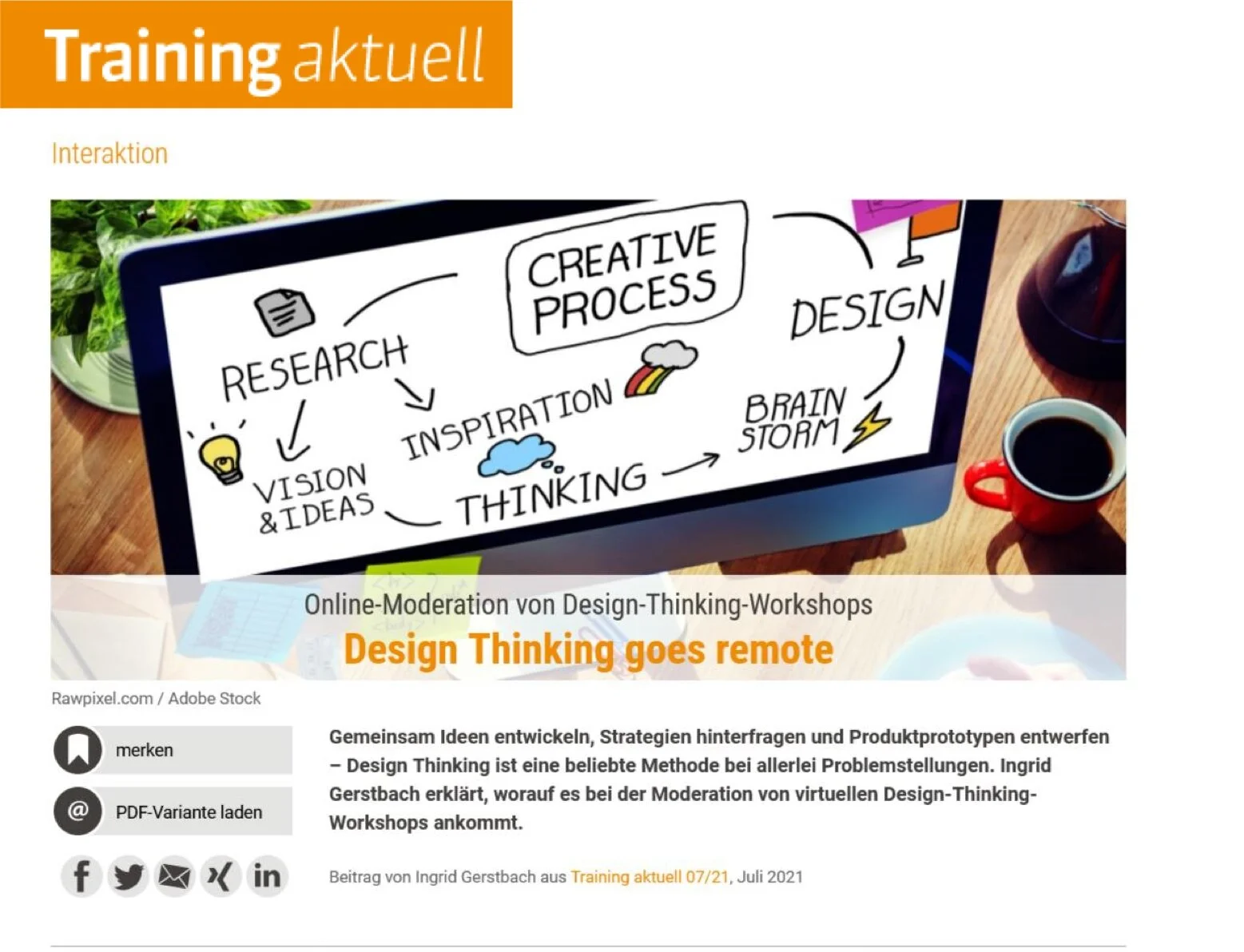 Training aktuell: Design Thinking goes remote