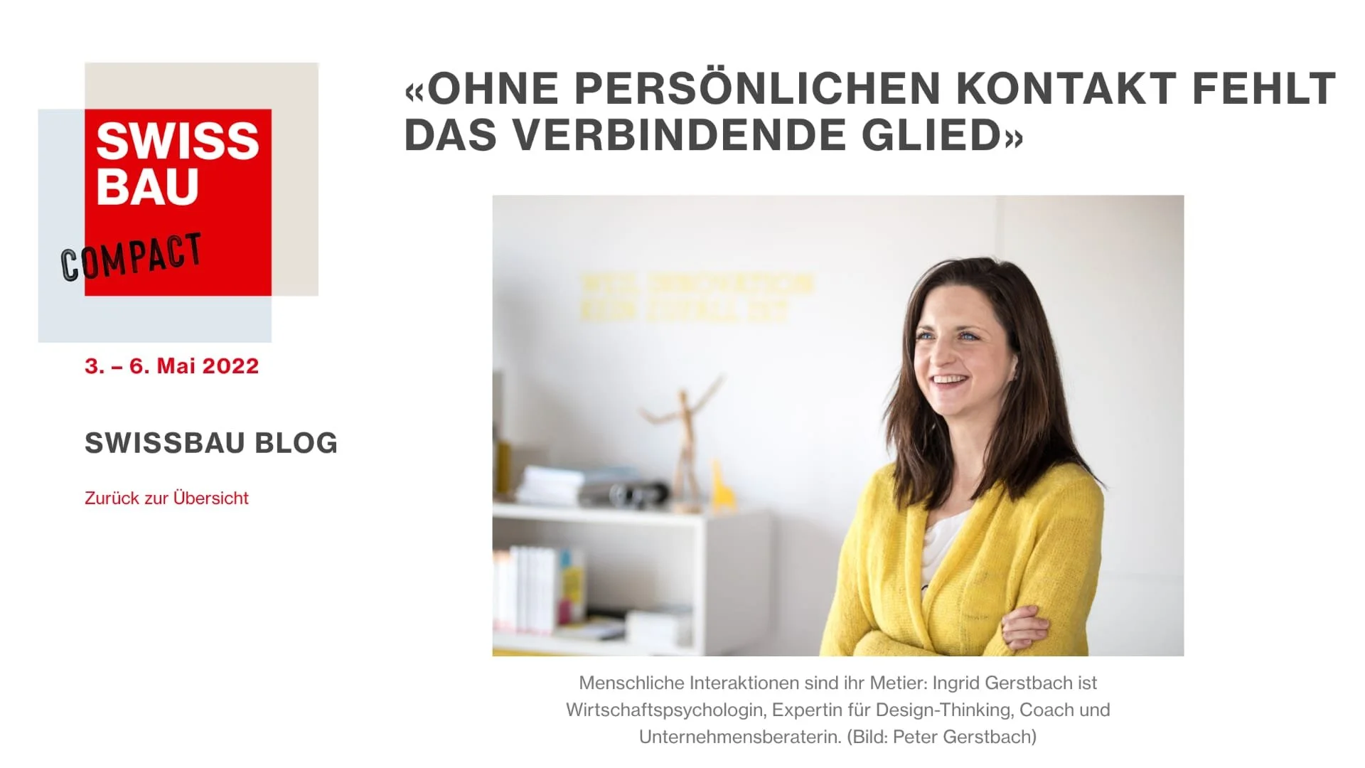 Swissbau: «Ohne persönlichen Kontakt fehlt das verbindende Glied»