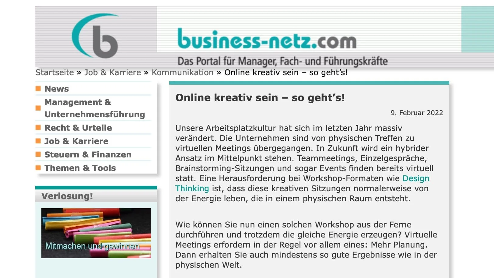 business-netz.com: Online kreativ sein –&nbsp;so geht's!